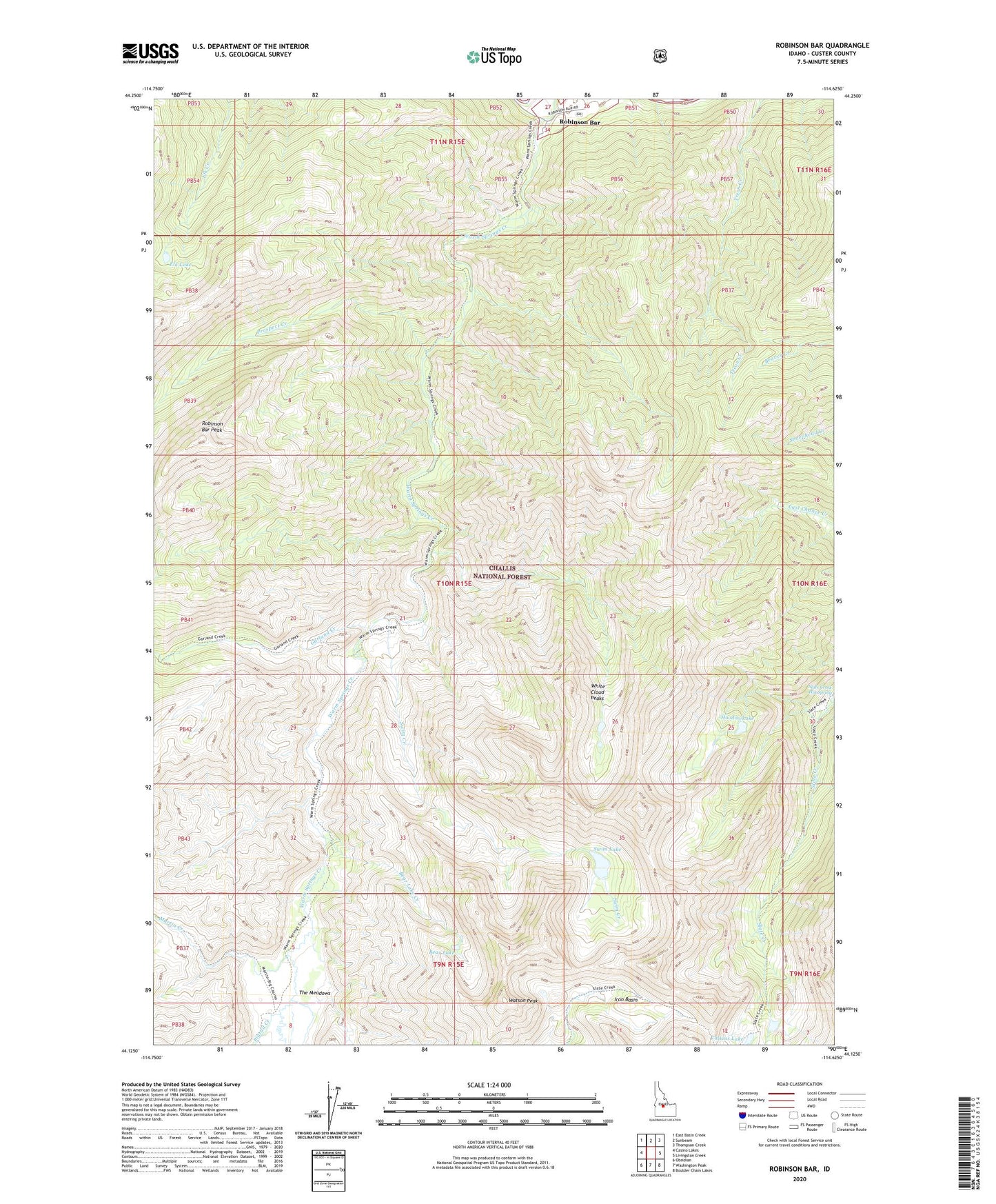 Robinson Bar Idaho US Topo Map Image
