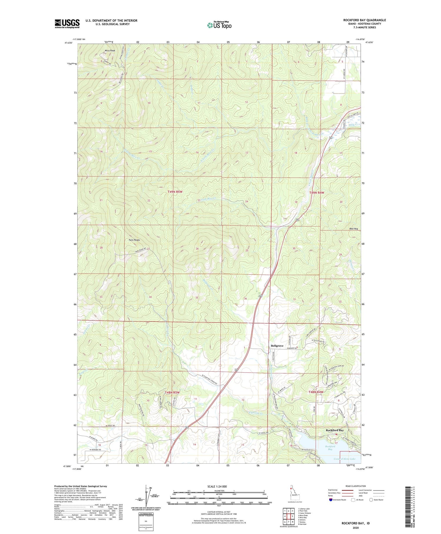 Rockford Bay Idaho US Topo Map Image