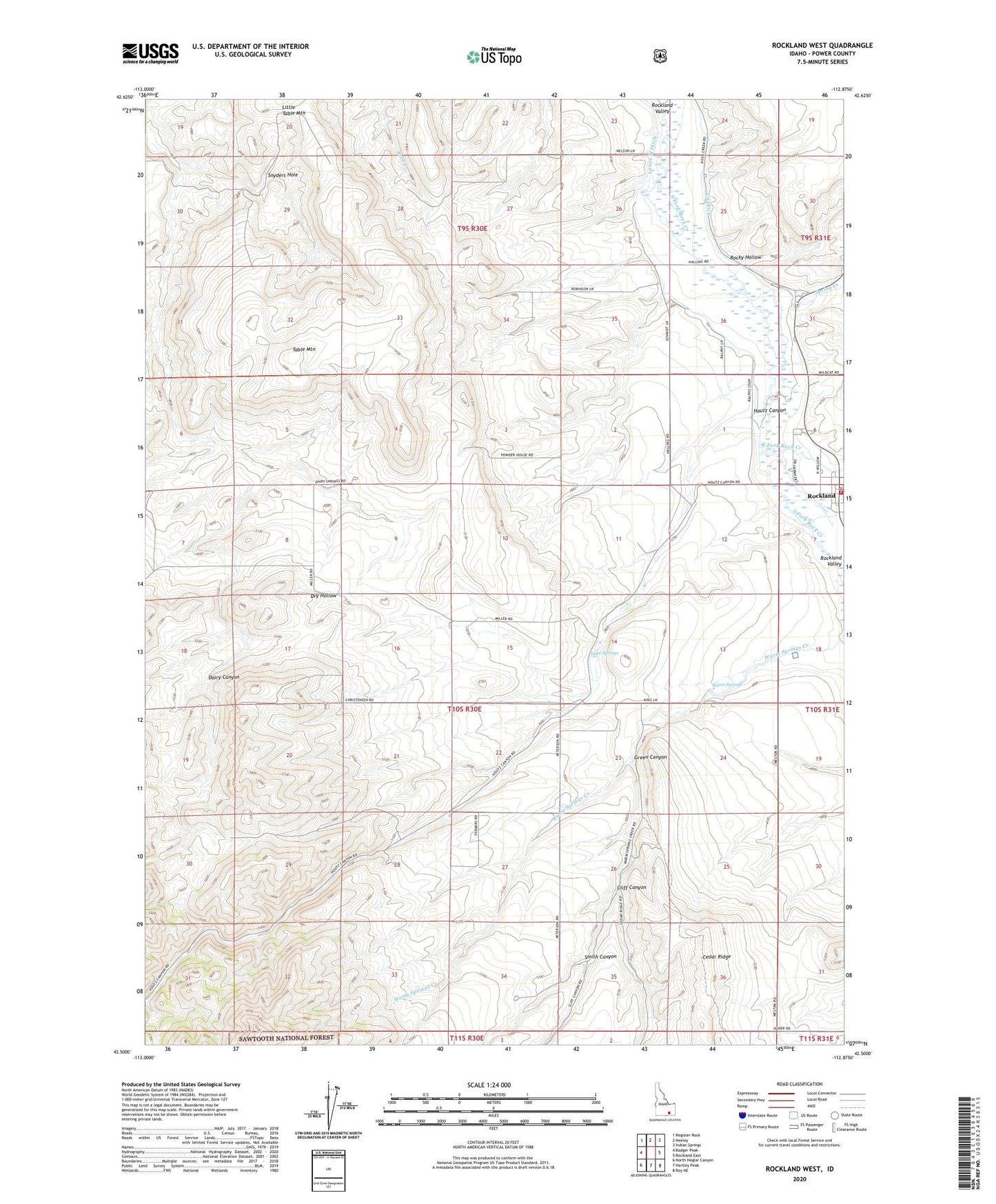 Rockland West Idaho US Topo Map Image