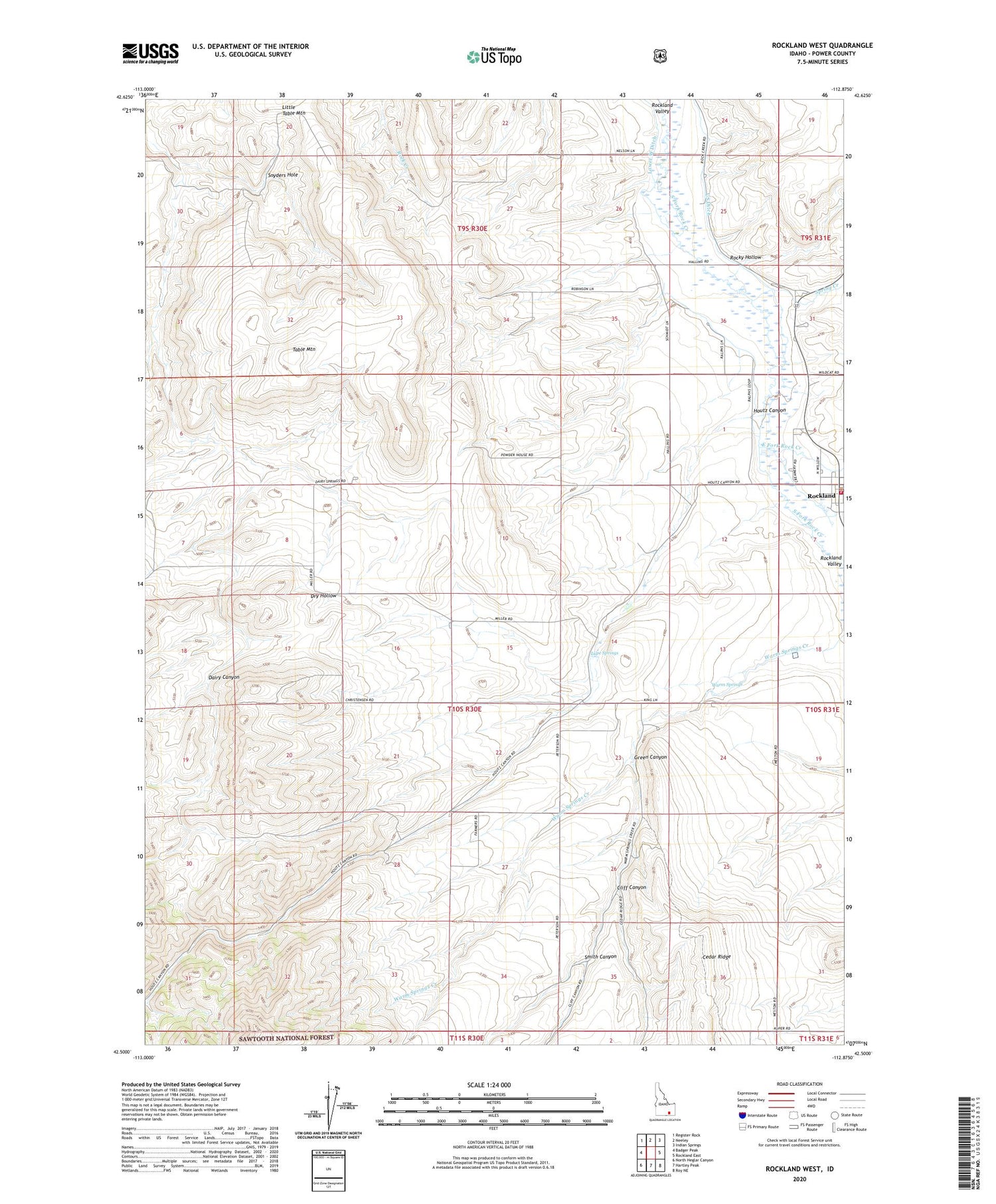 Rockland West Idaho US Topo Map Image