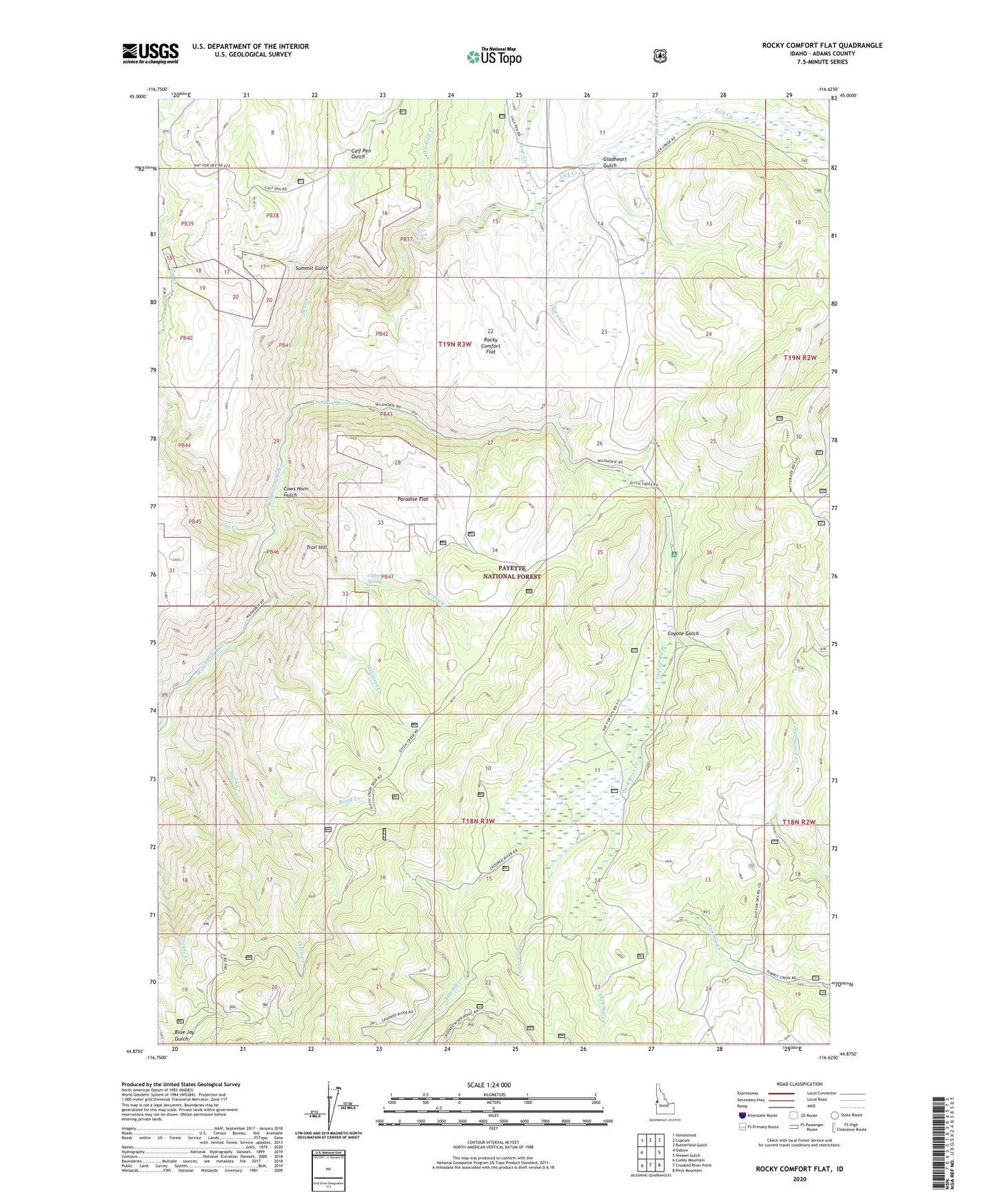 Rocky Comfort Flat Idaho US Topo Map Image