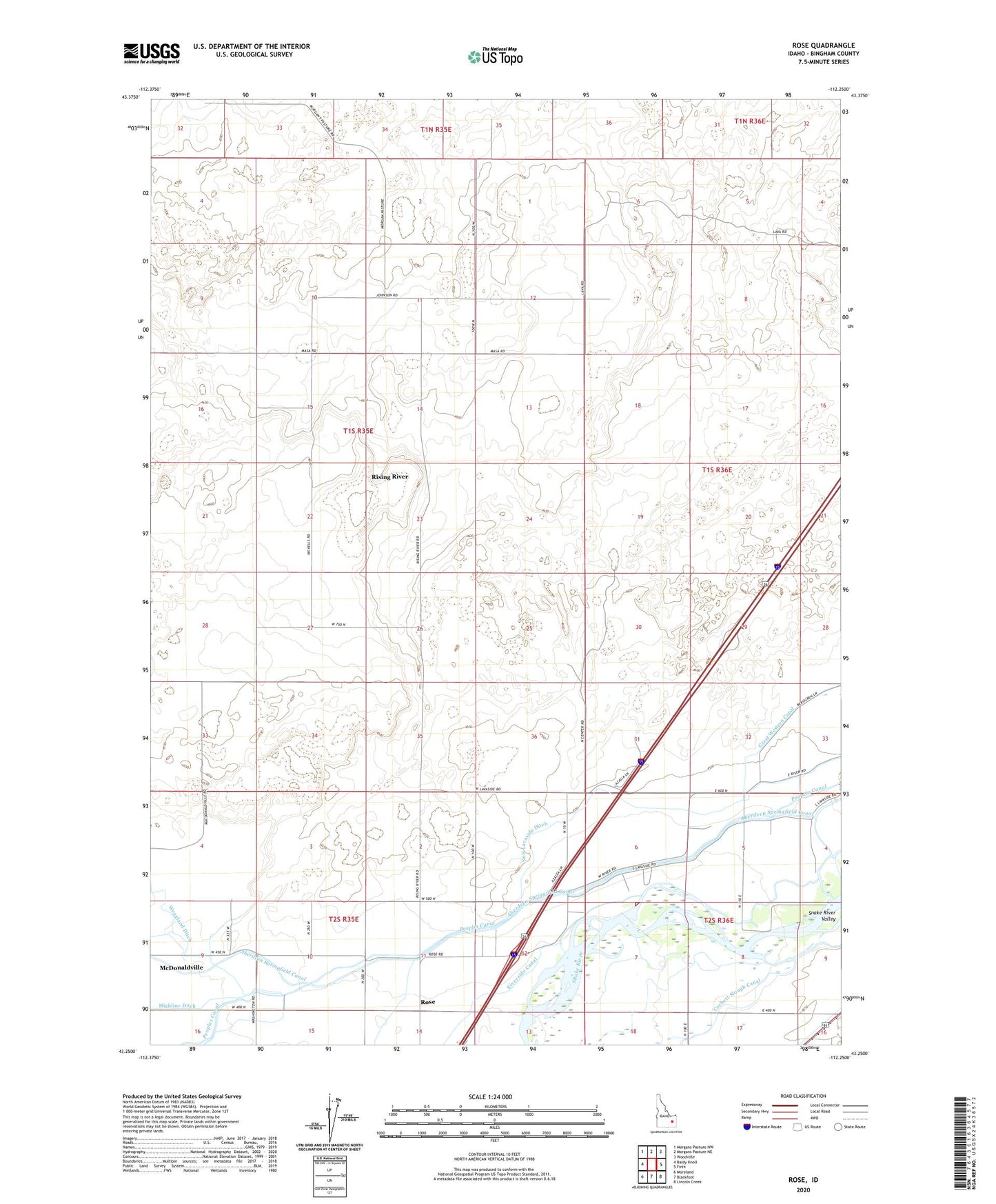 Rose Idaho US Topo Map Image