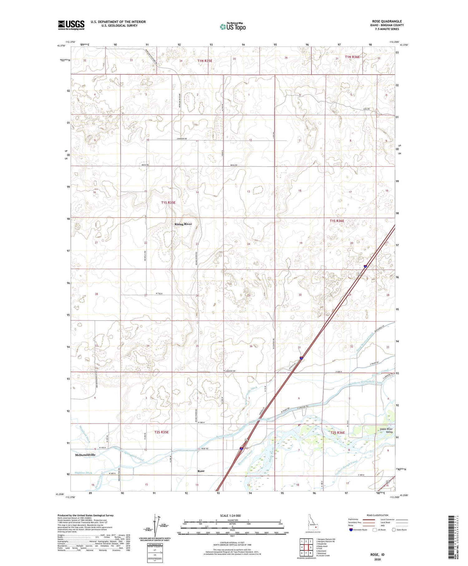Rose Idaho US Topo Map Image