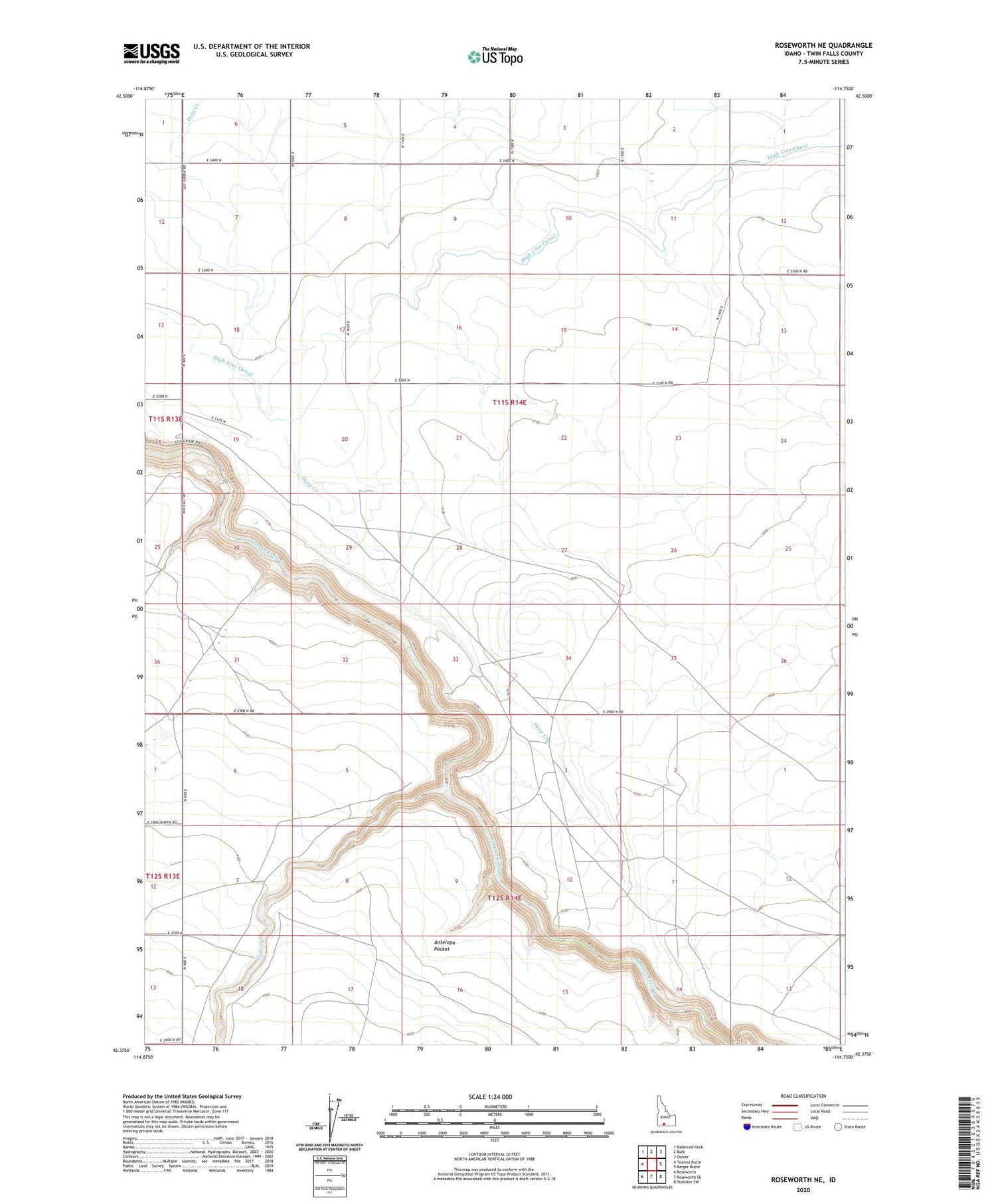 Roseworth NE Idaho US Topo Map Image