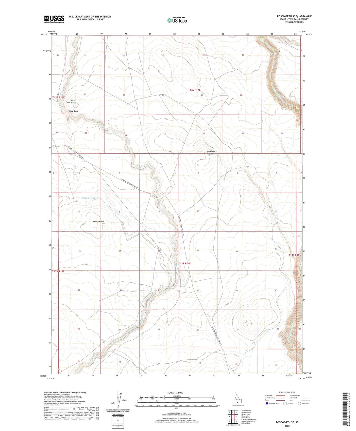 Roseworth SE Idaho US Topo Map Image