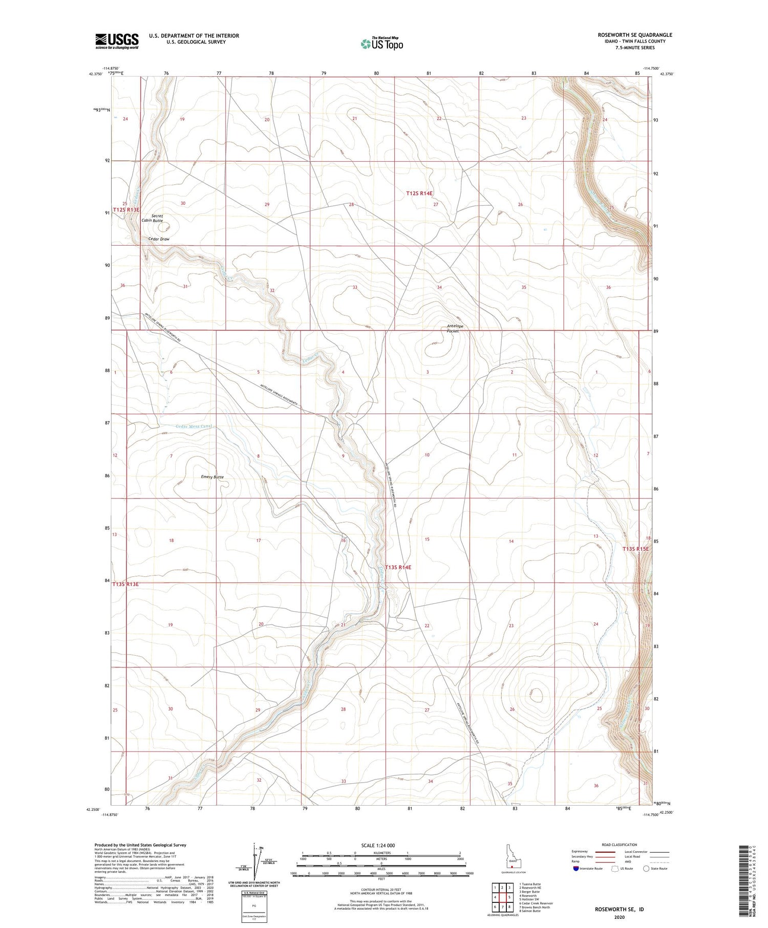 Roseworth SE Idaho US Topo Map Image