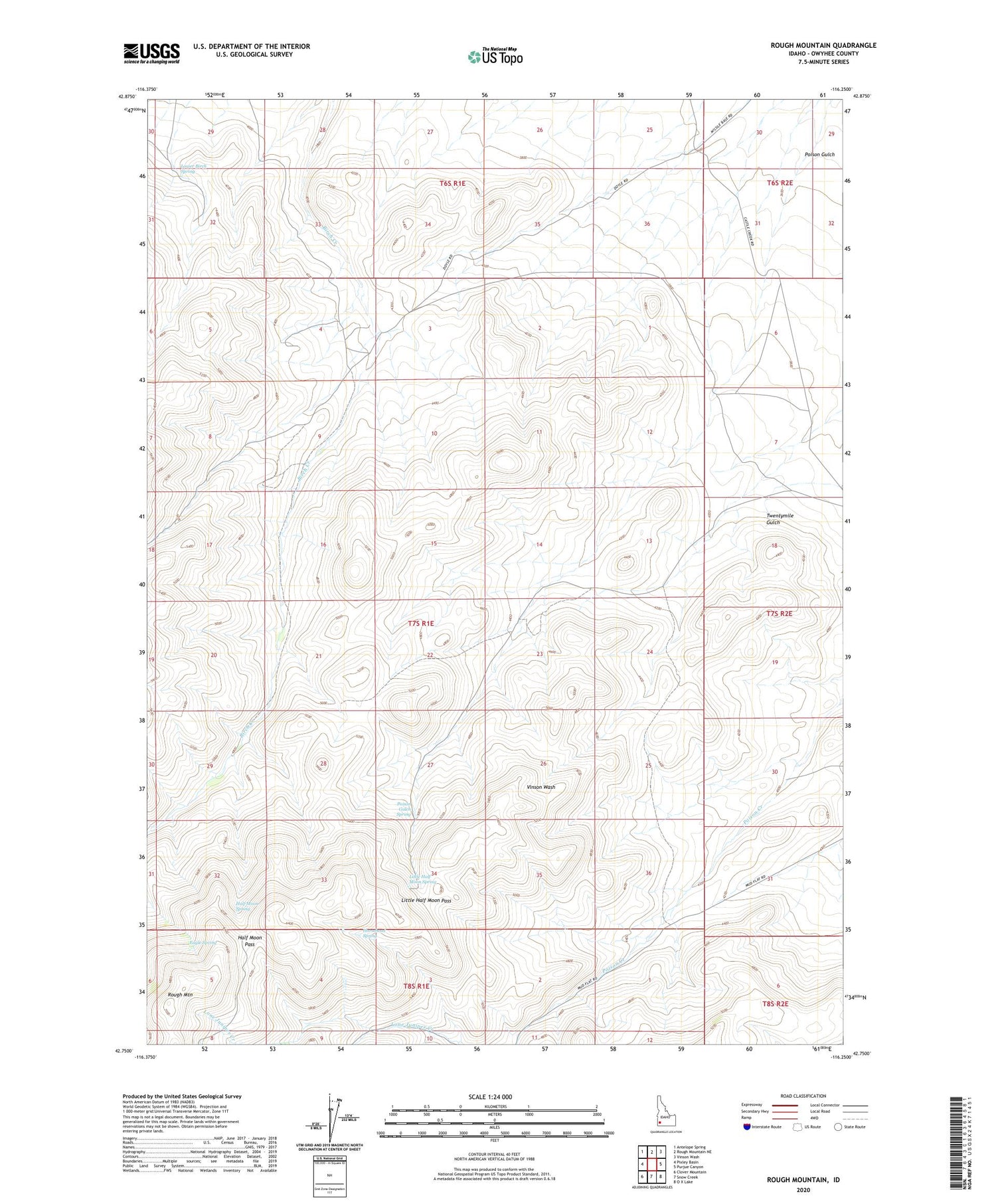 Rough Mountain Idaho US Topo Map Image