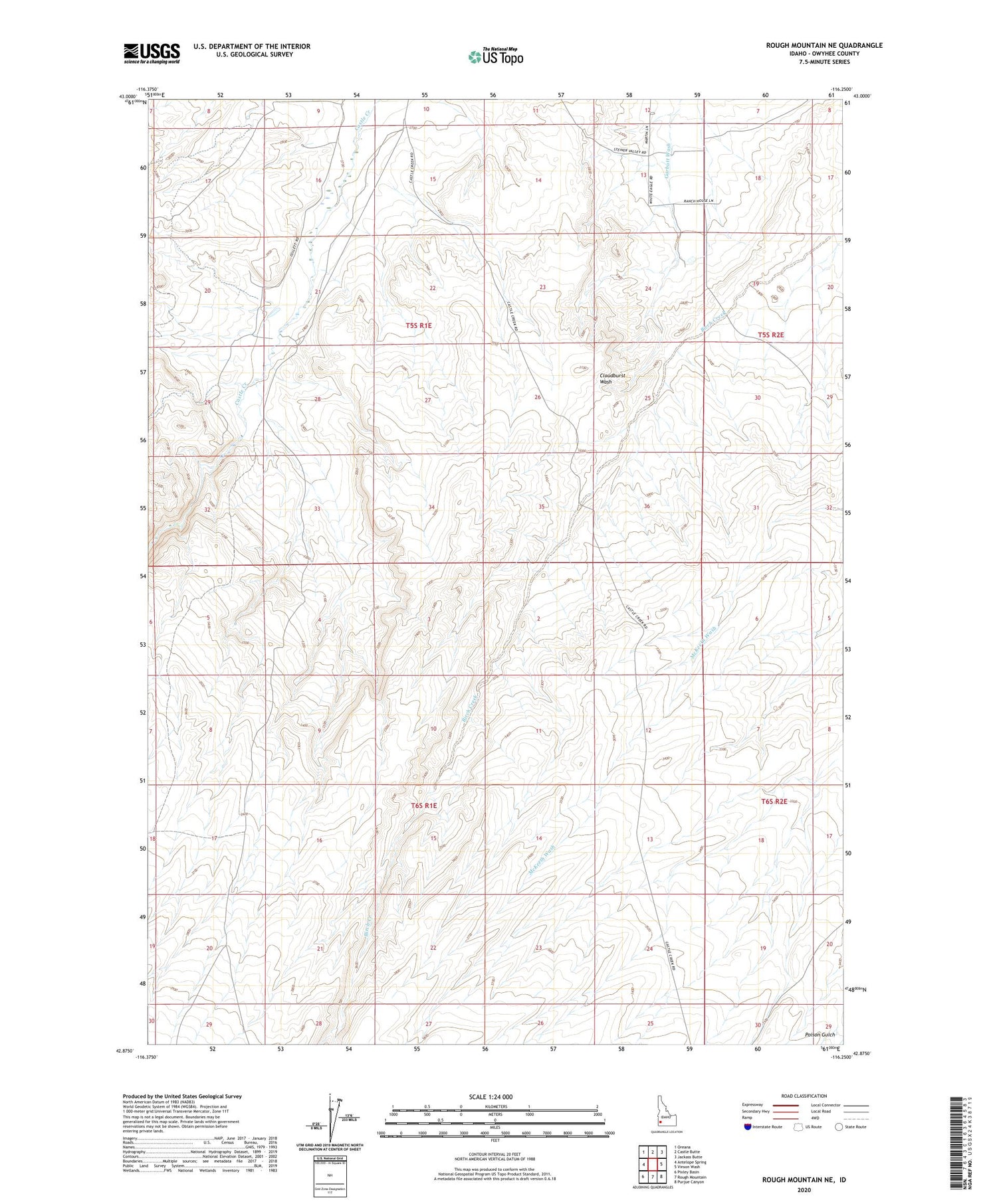Rough Mountain NE Idaho US Topo Map Image