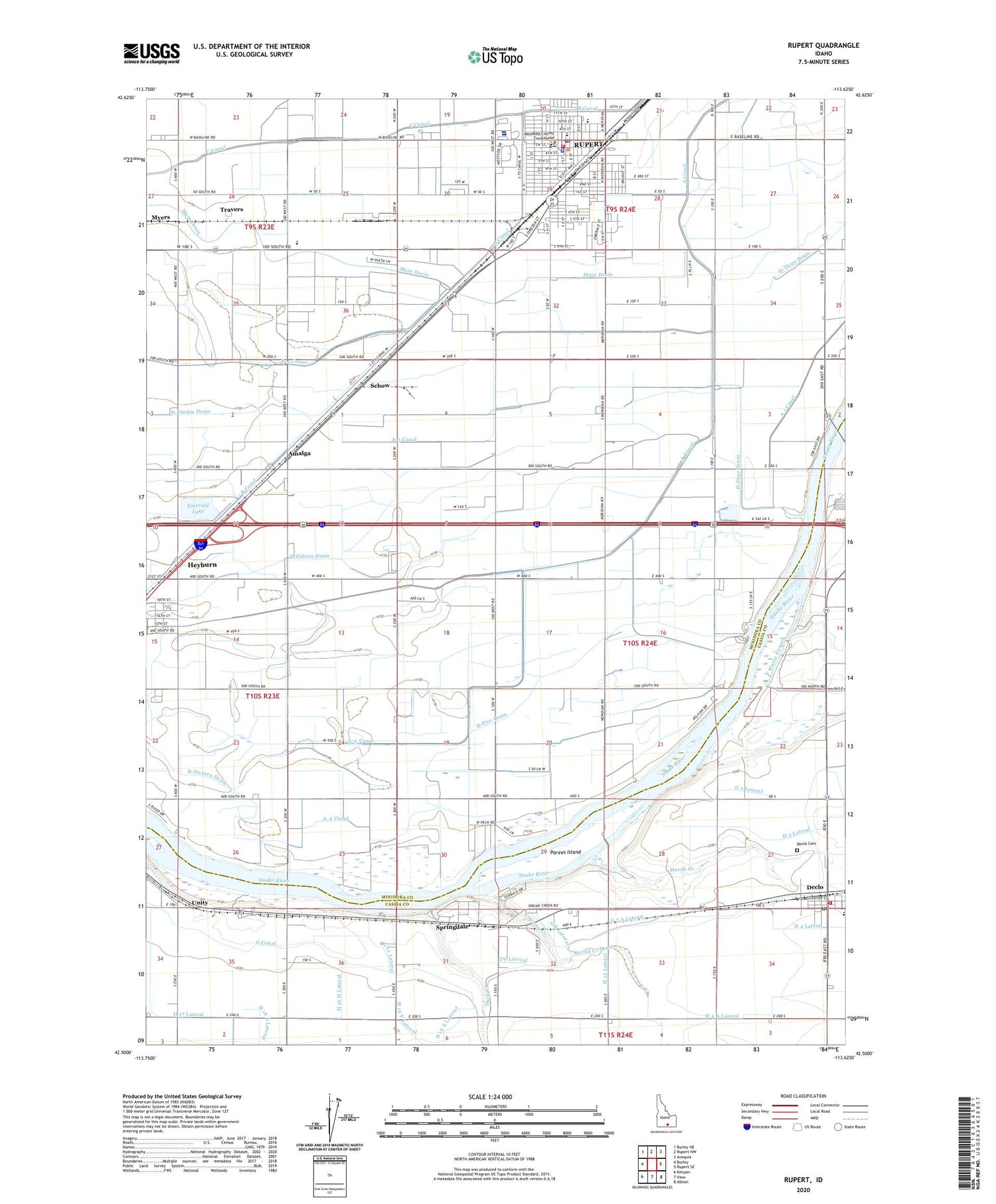 Rupert Idaho US Topo Map Image