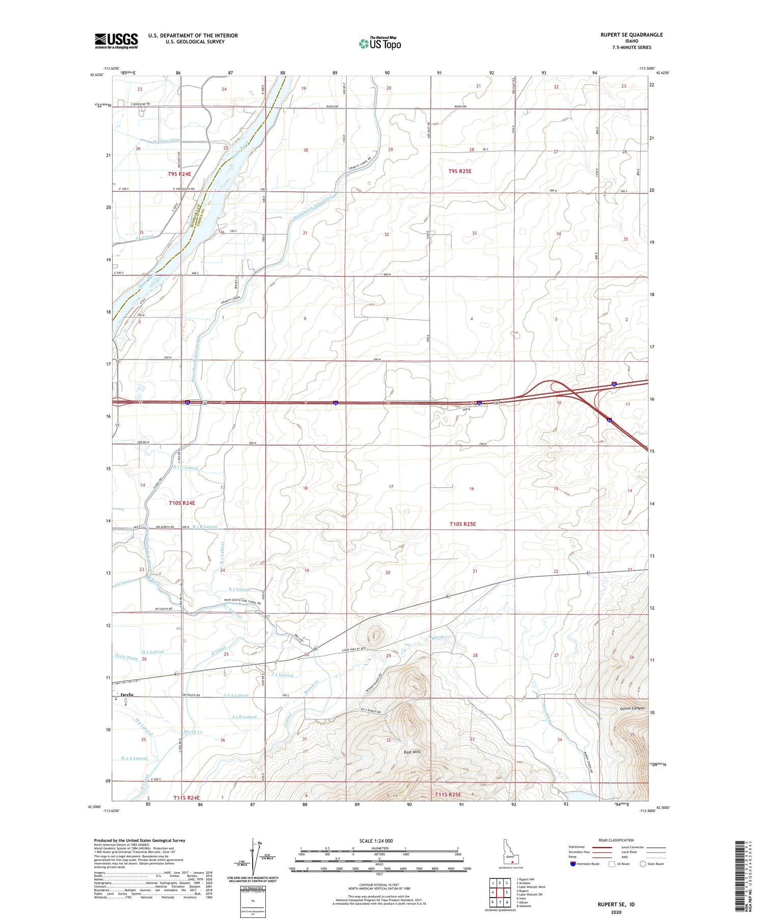 Rupert SE Idaho US Topo Map Image