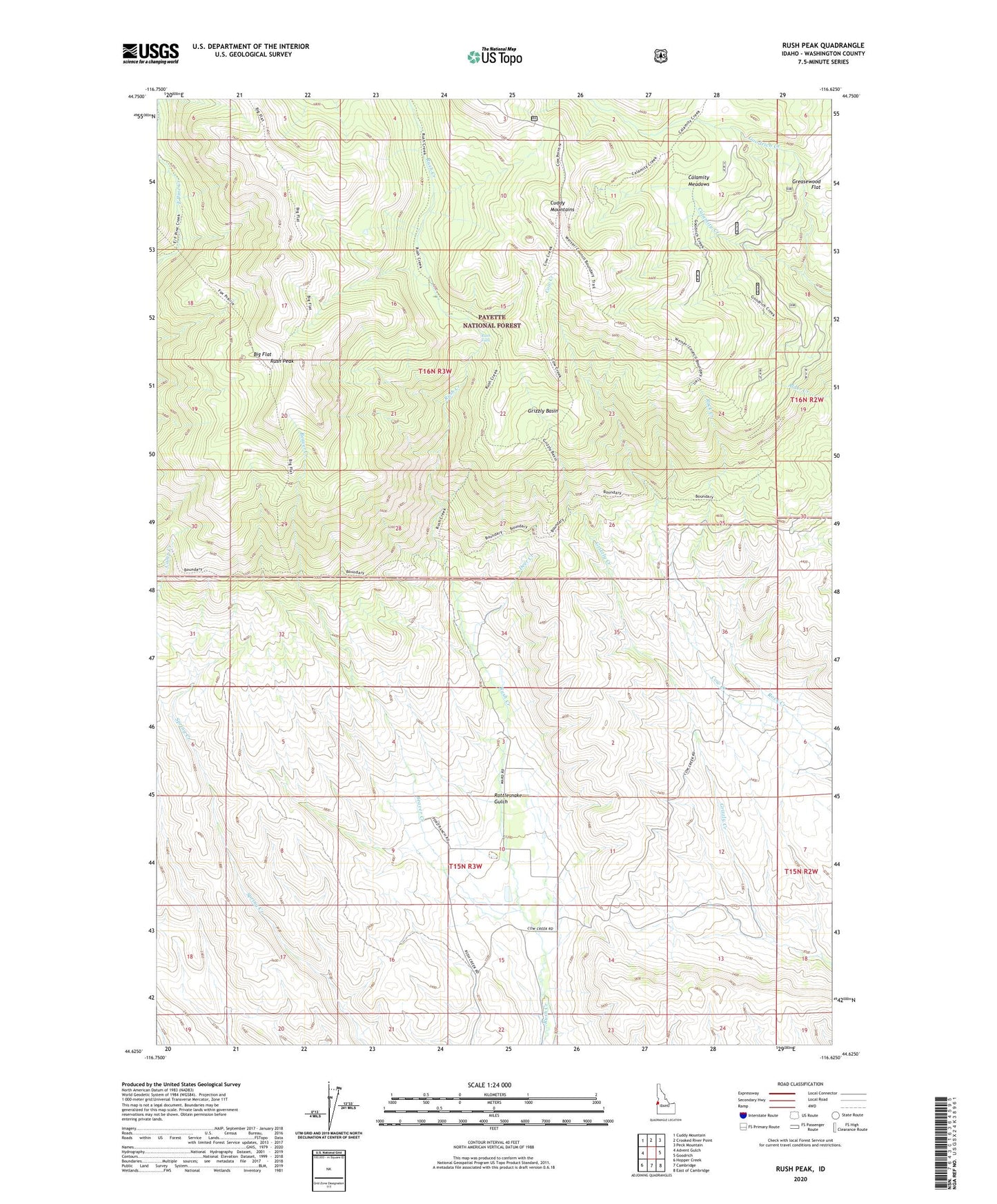 Rush Peak Idaho US Topo Map Image