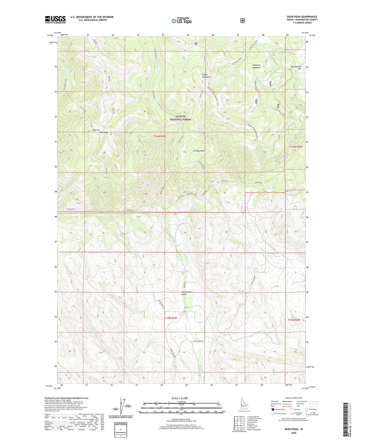 Rush Peak Idaho US Topo Map Image