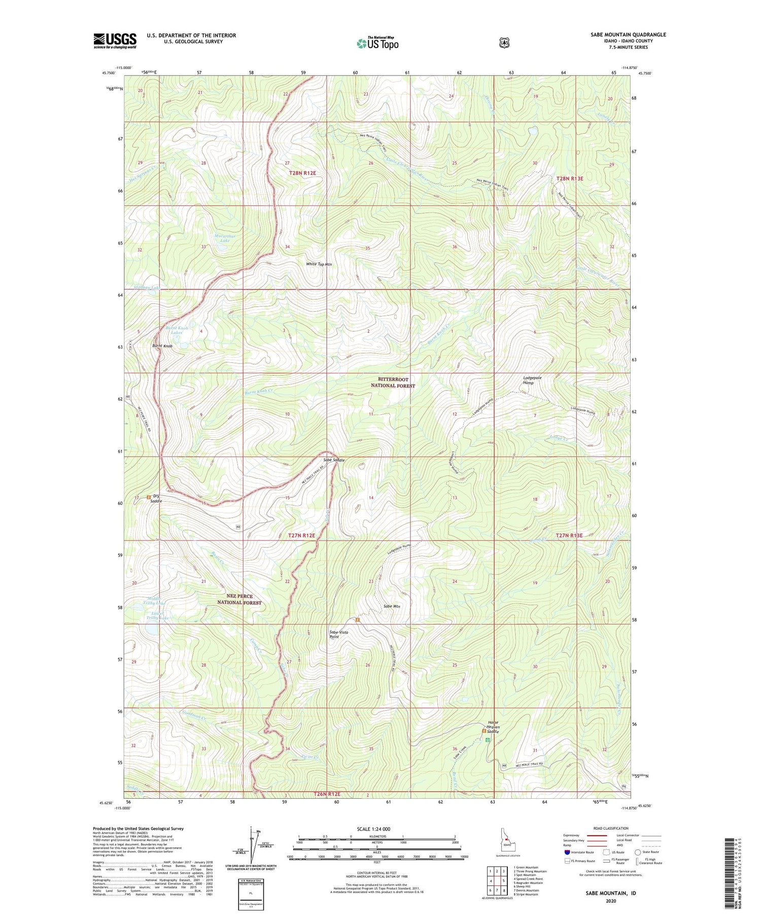 Sabe Mountain Idaho US Topo Map Image