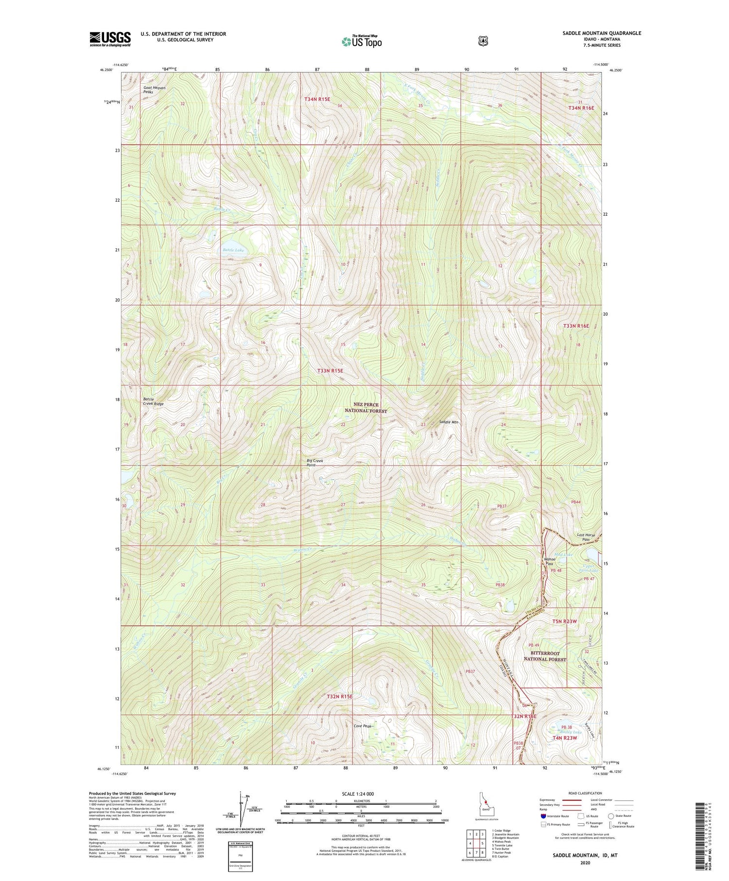 Saddle Mountain Idaho US Topo Map Image
