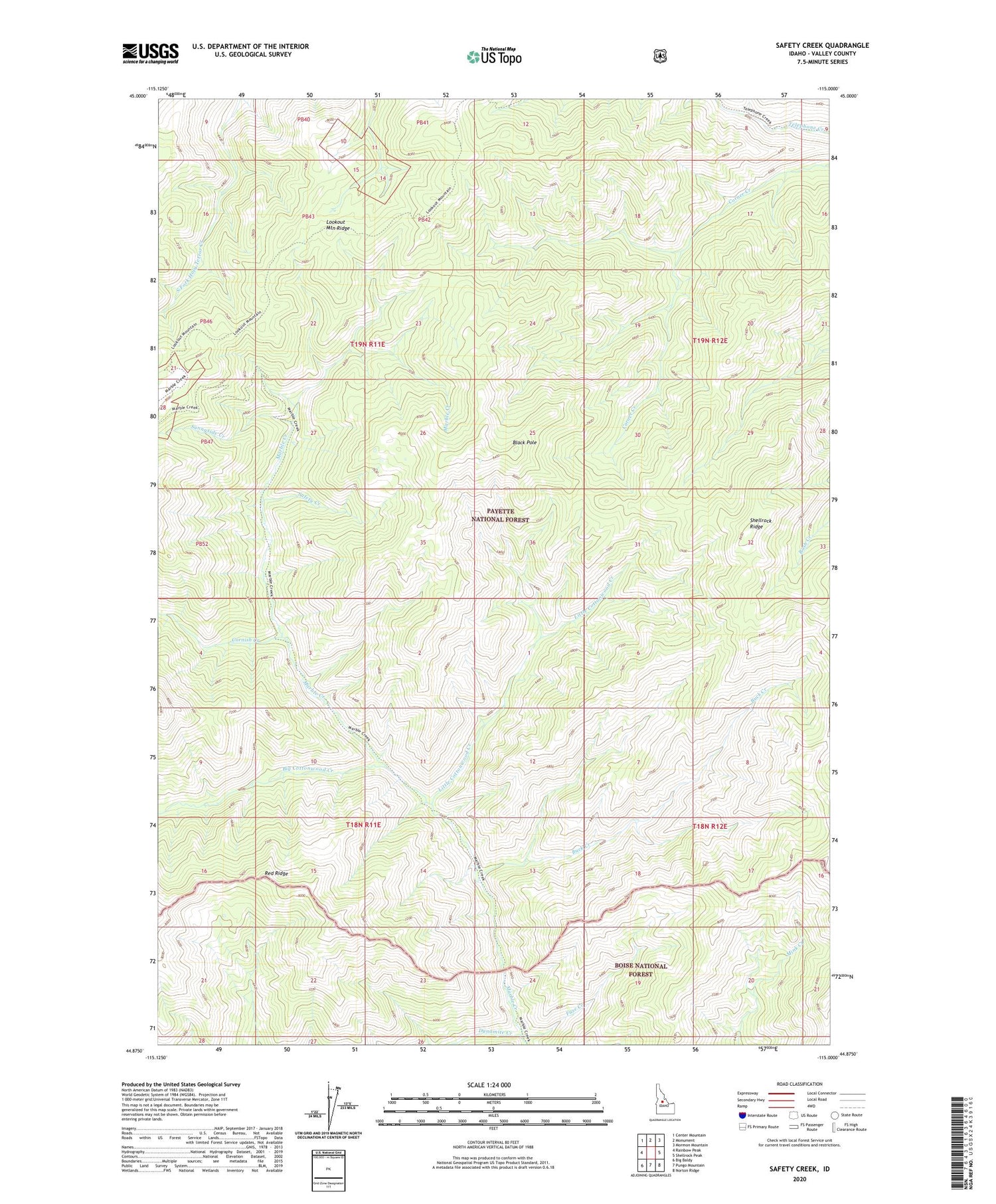 Safety Creek Idaho US Topo Map Image