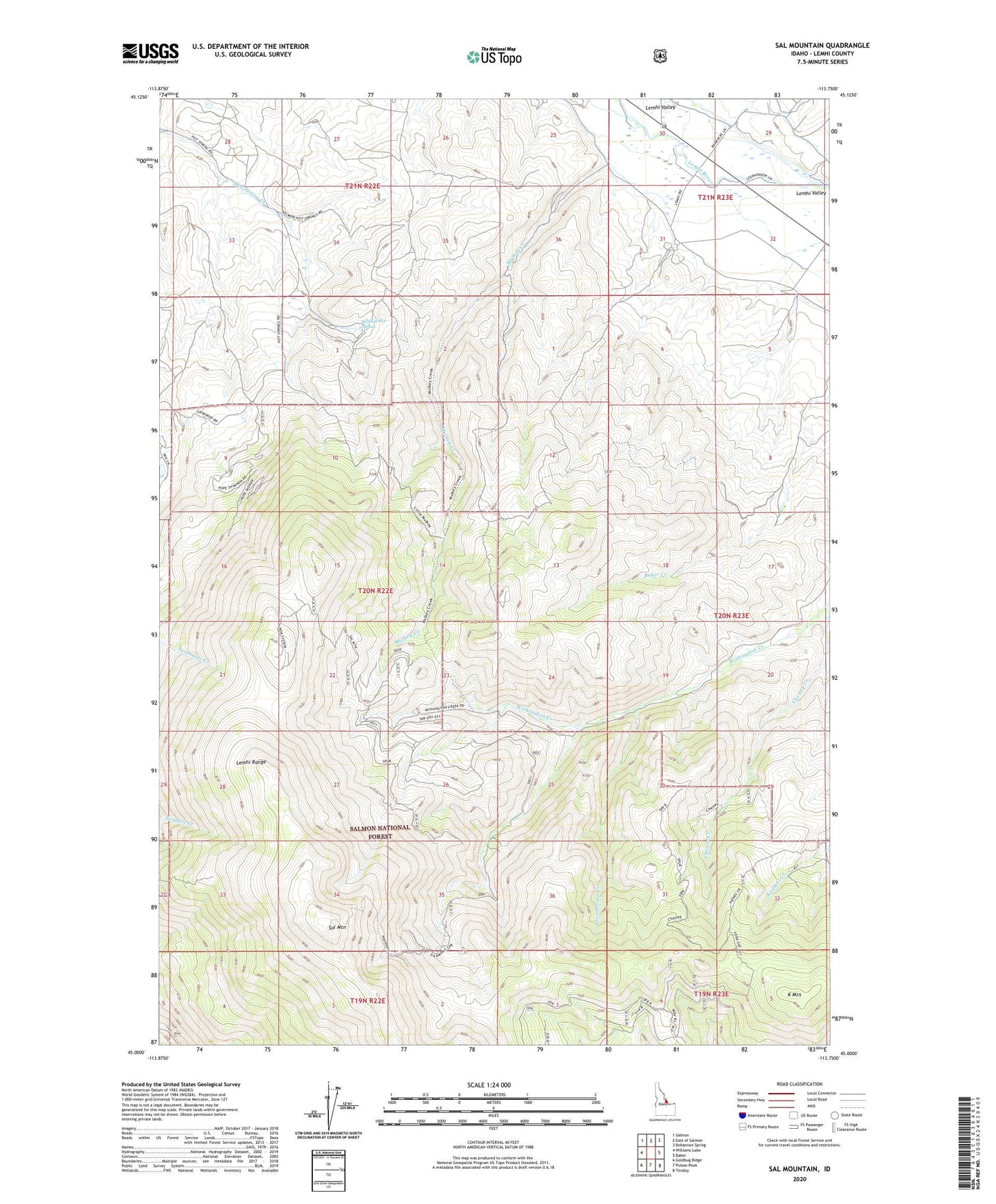 Sal Mountain Idaho US Topo Map Image