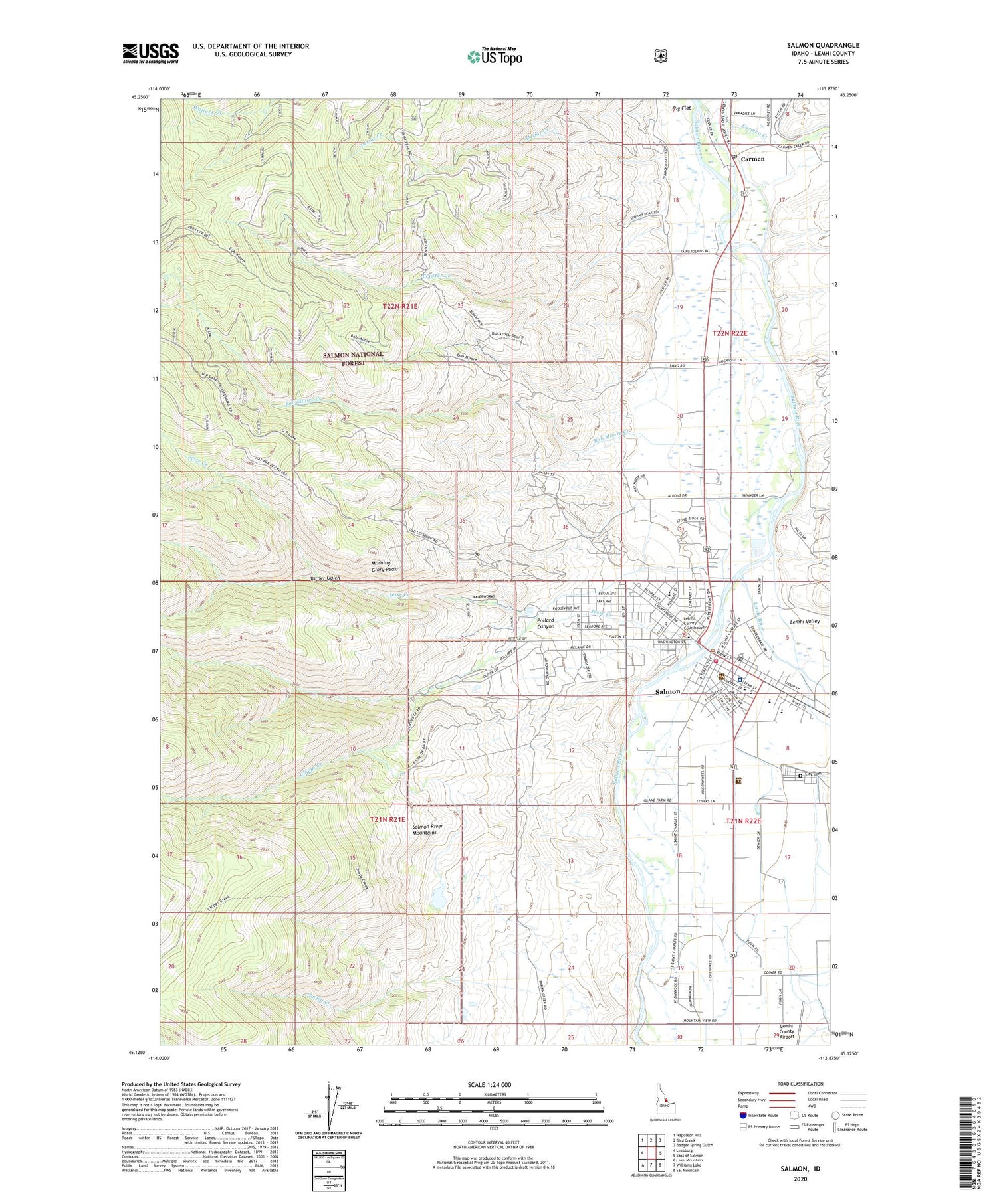 Salmon Idaho US Topo Map Image