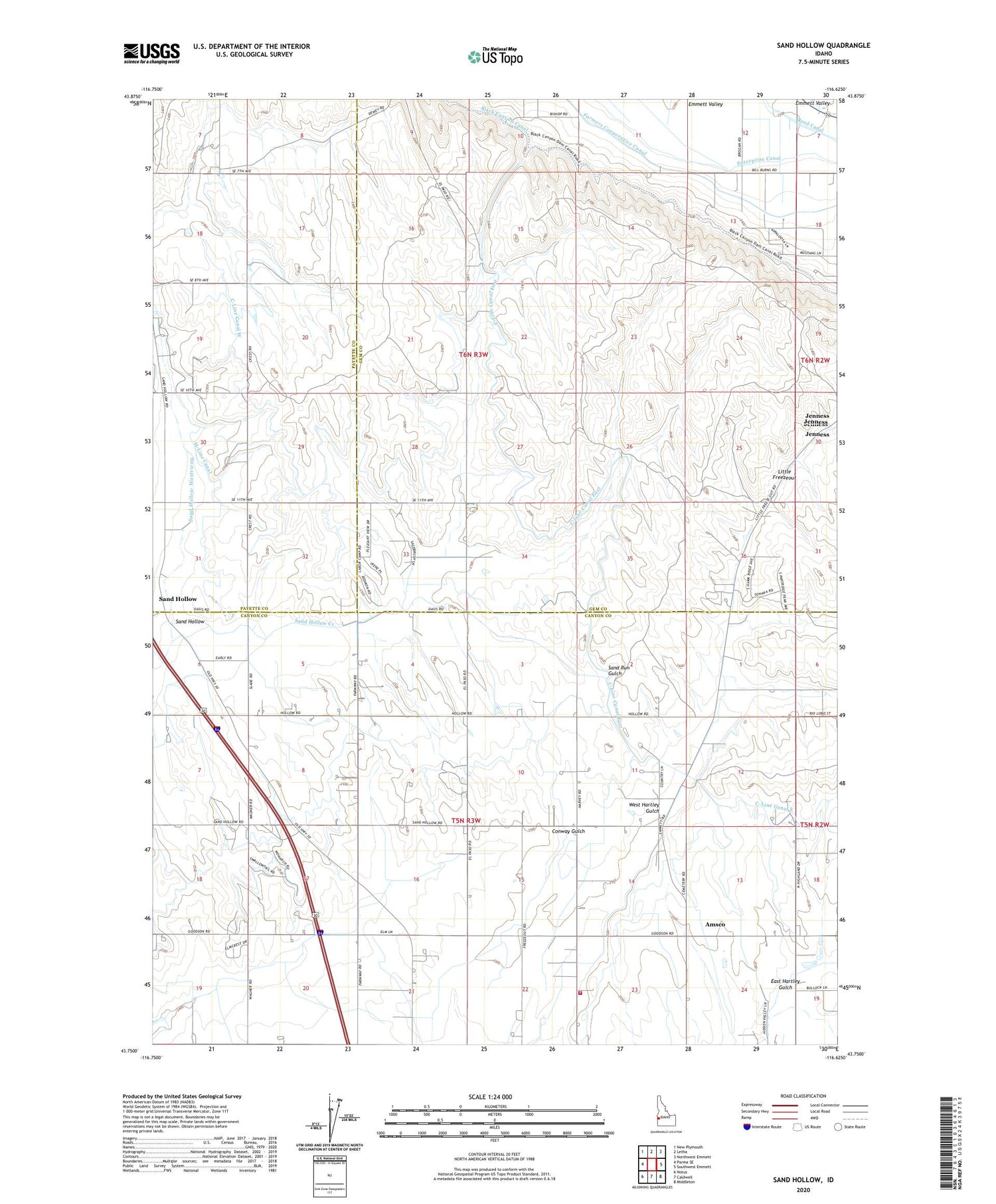 Sand Hollow Idaho US Topo Map Image
