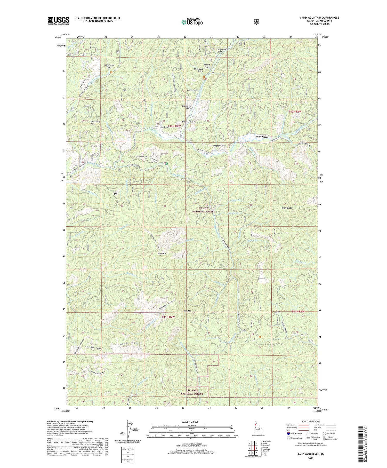 Sand Mountain Idaho US Topo Map Image