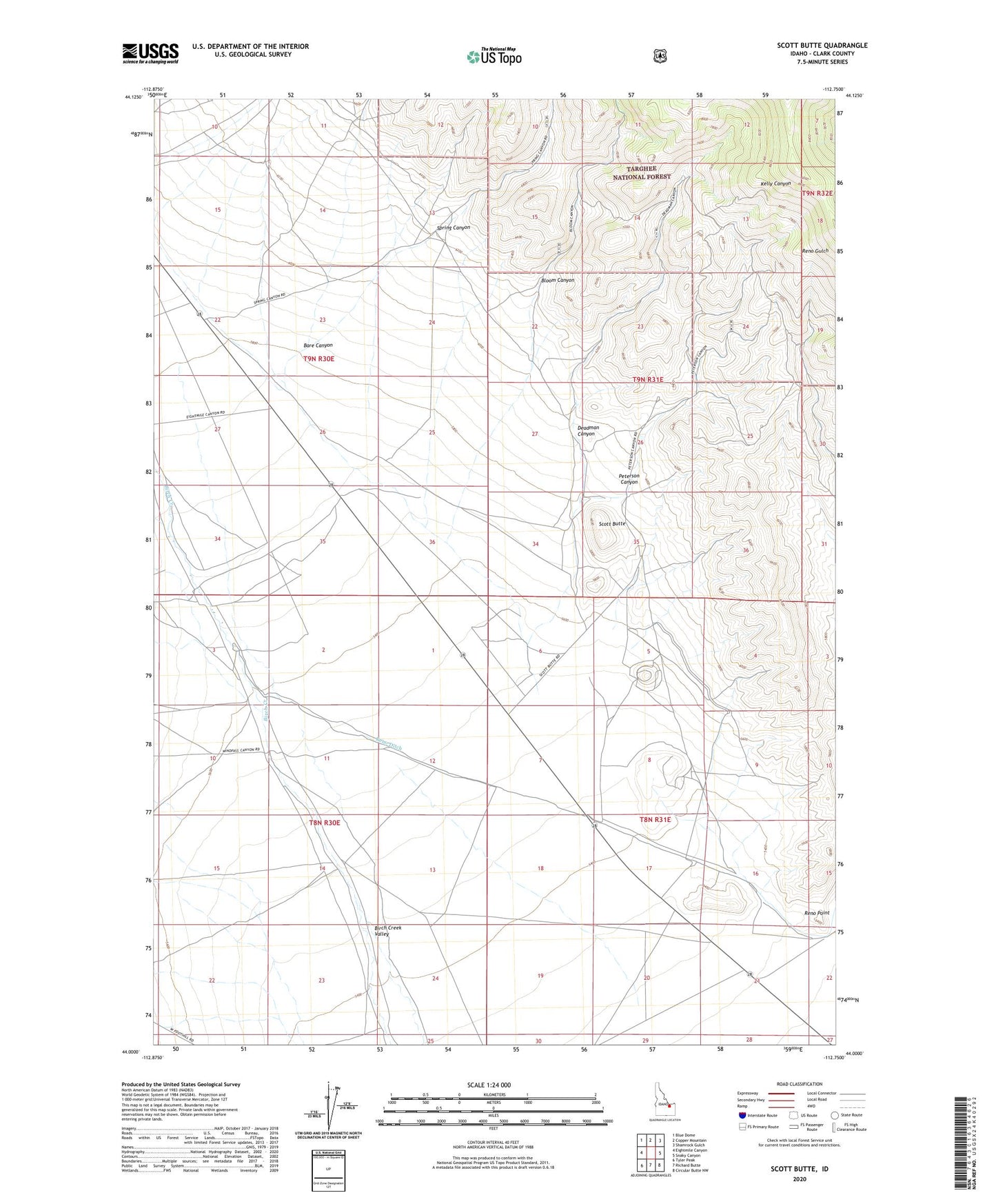 Scott Butte Idaho US Topo Map Image