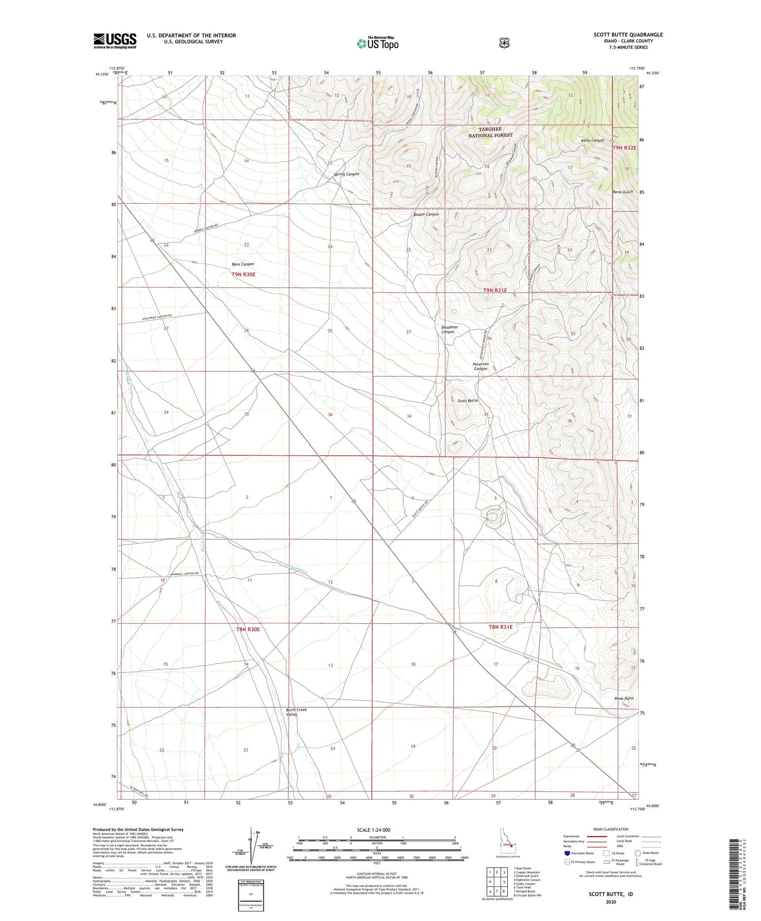 Scott Butte Idaho US Topo Map Image