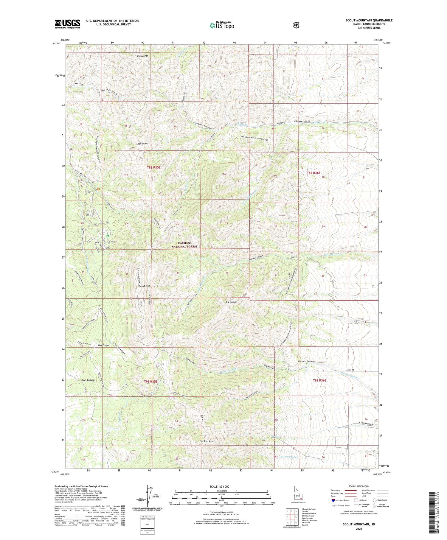 Scout Mountain Idaho US Topo Map Image