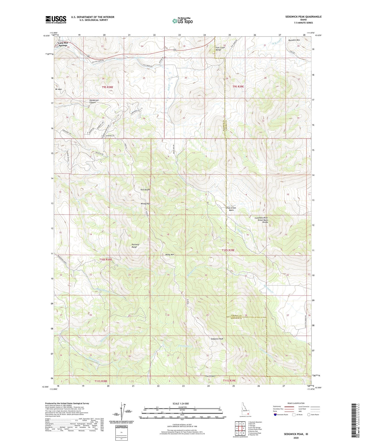 Sedgwick Peak Idaho US Topo Map Image