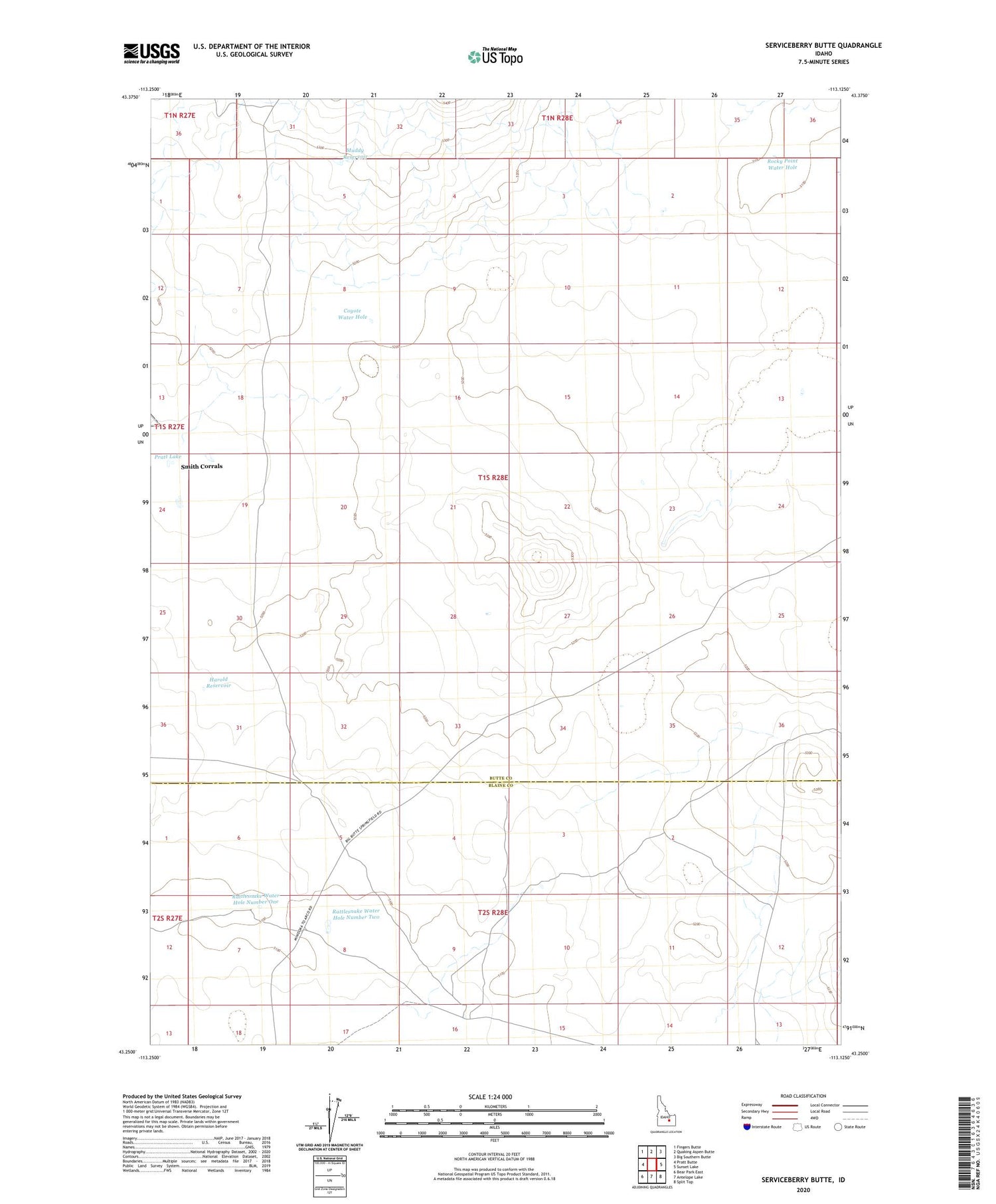 Serviceberry Butte Idaho US Topo Map Image