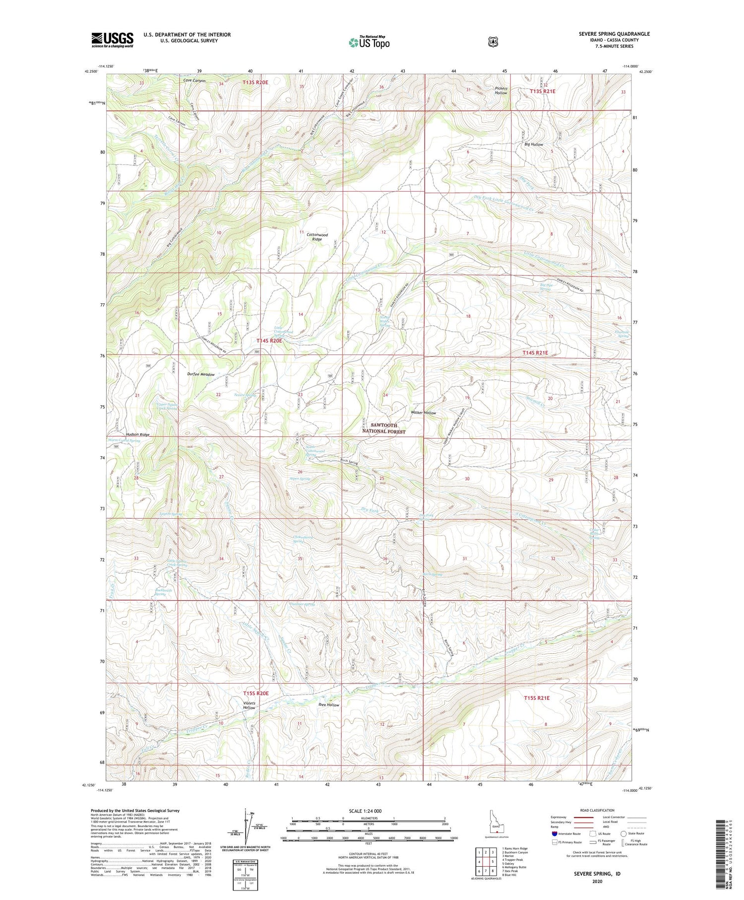 Severe Spring Idaho US Topo Map Image