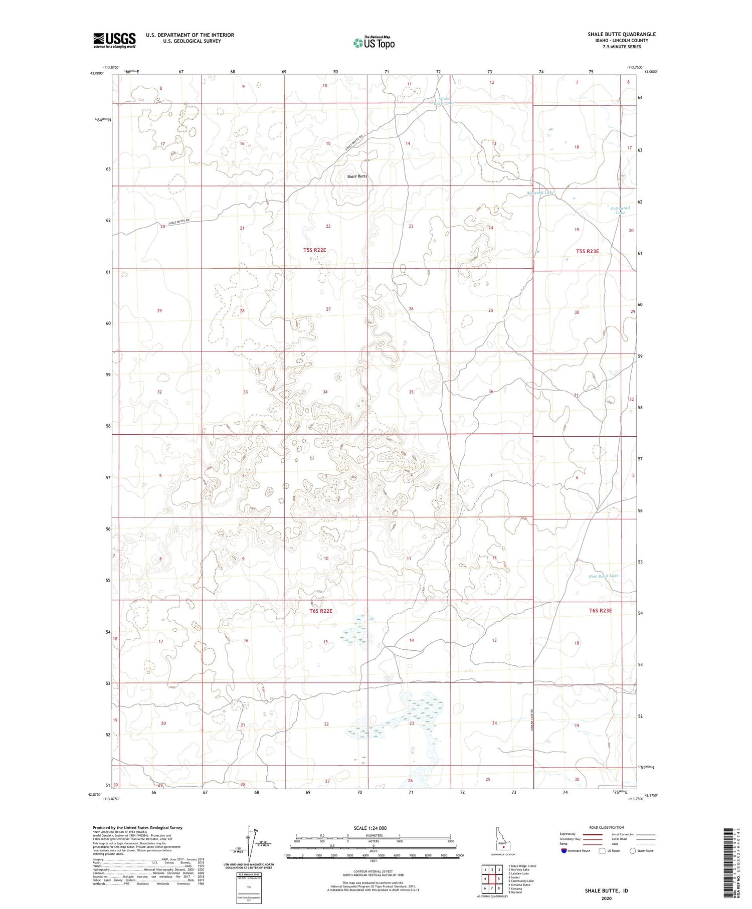 Shale Butte Idaho US Topo Map Image