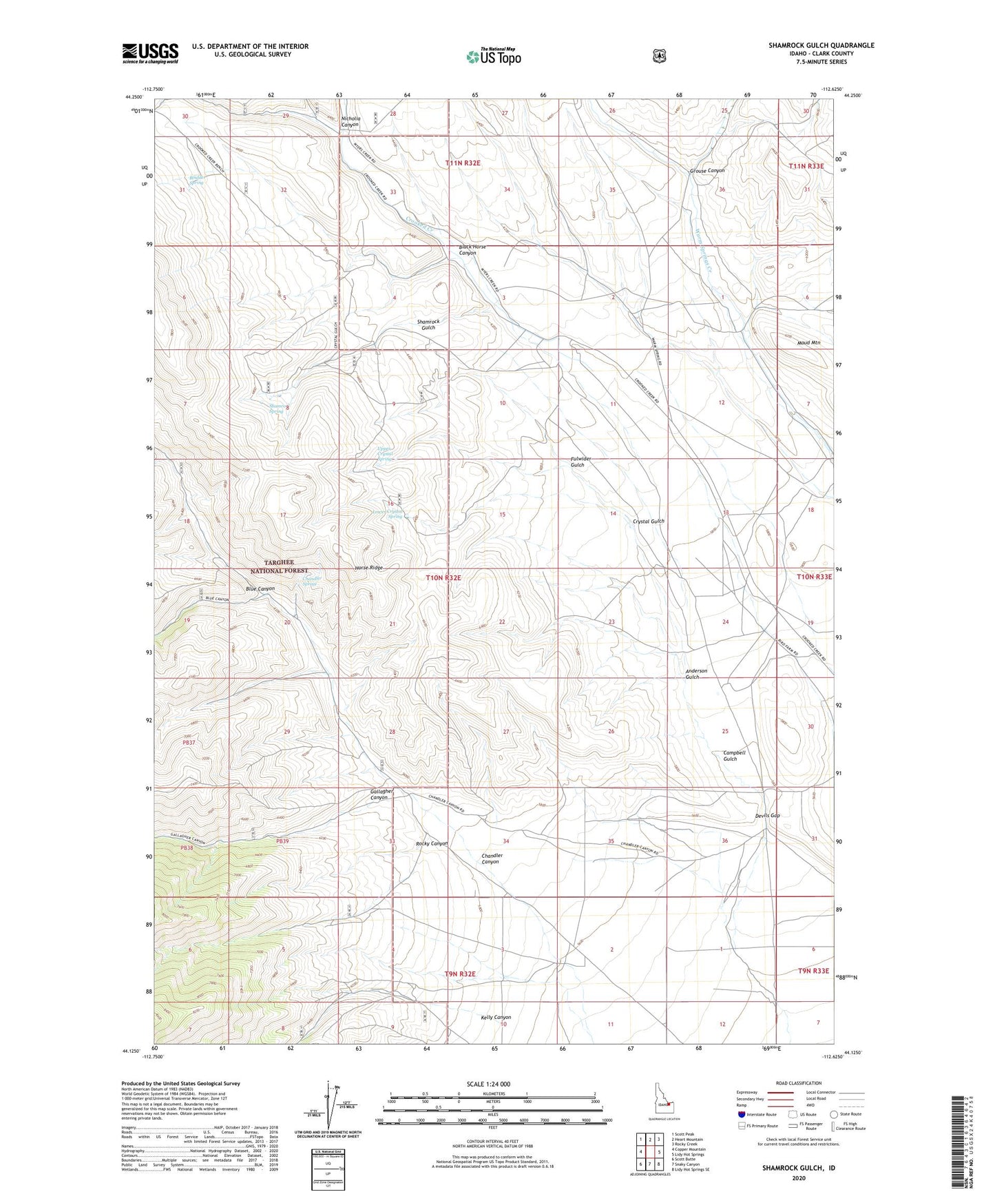 Shamrock Gulch Idaho US Topo Map Image