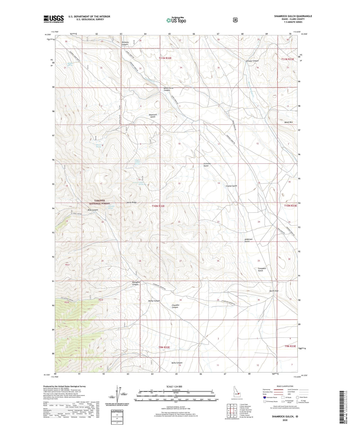 Shamrock Gulch Idaho US Topo Map Image