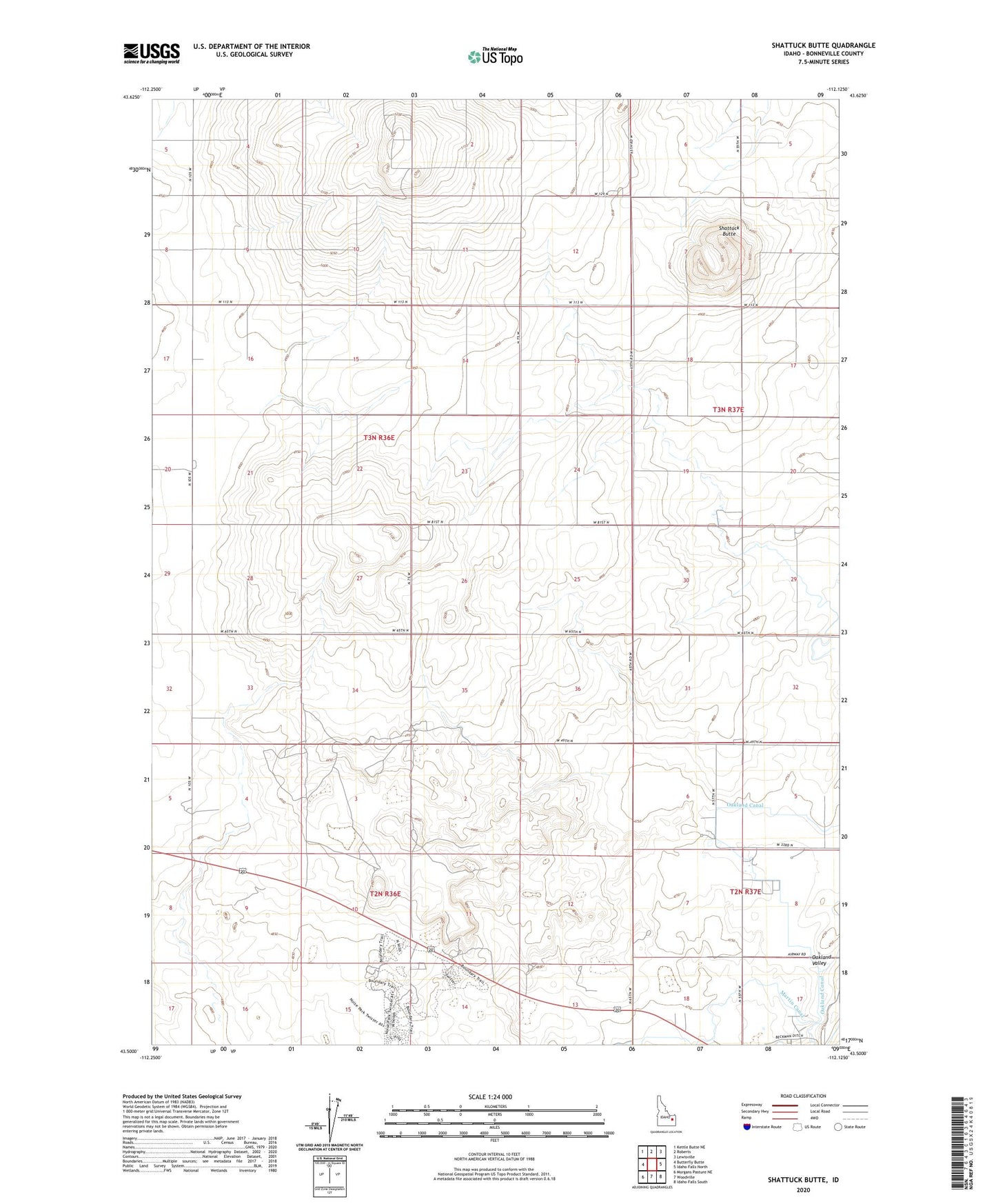 Shattuck Butte Idaho US Topo Map Image
