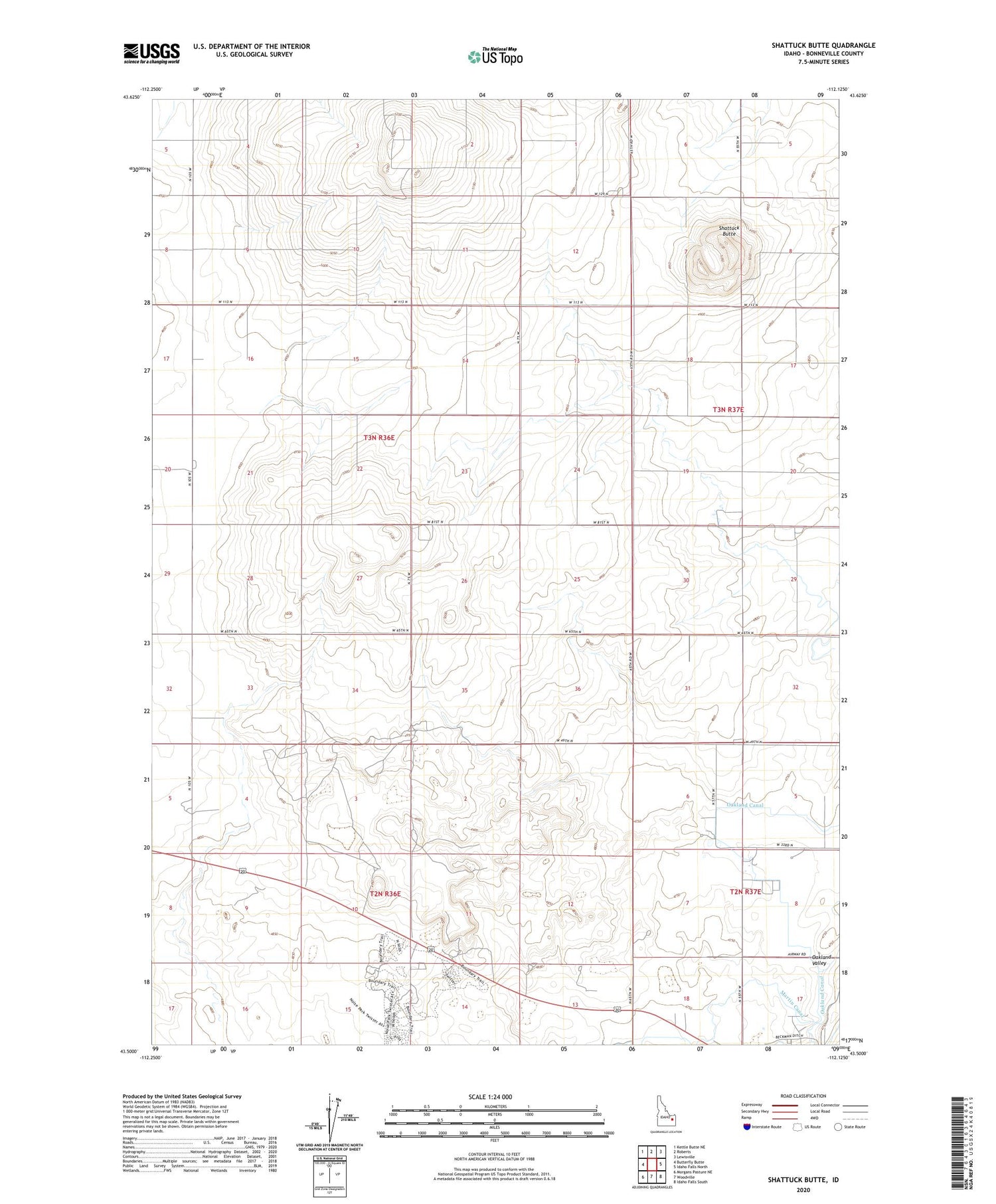 Shattuck Butte Idaho US Topo Map Image
