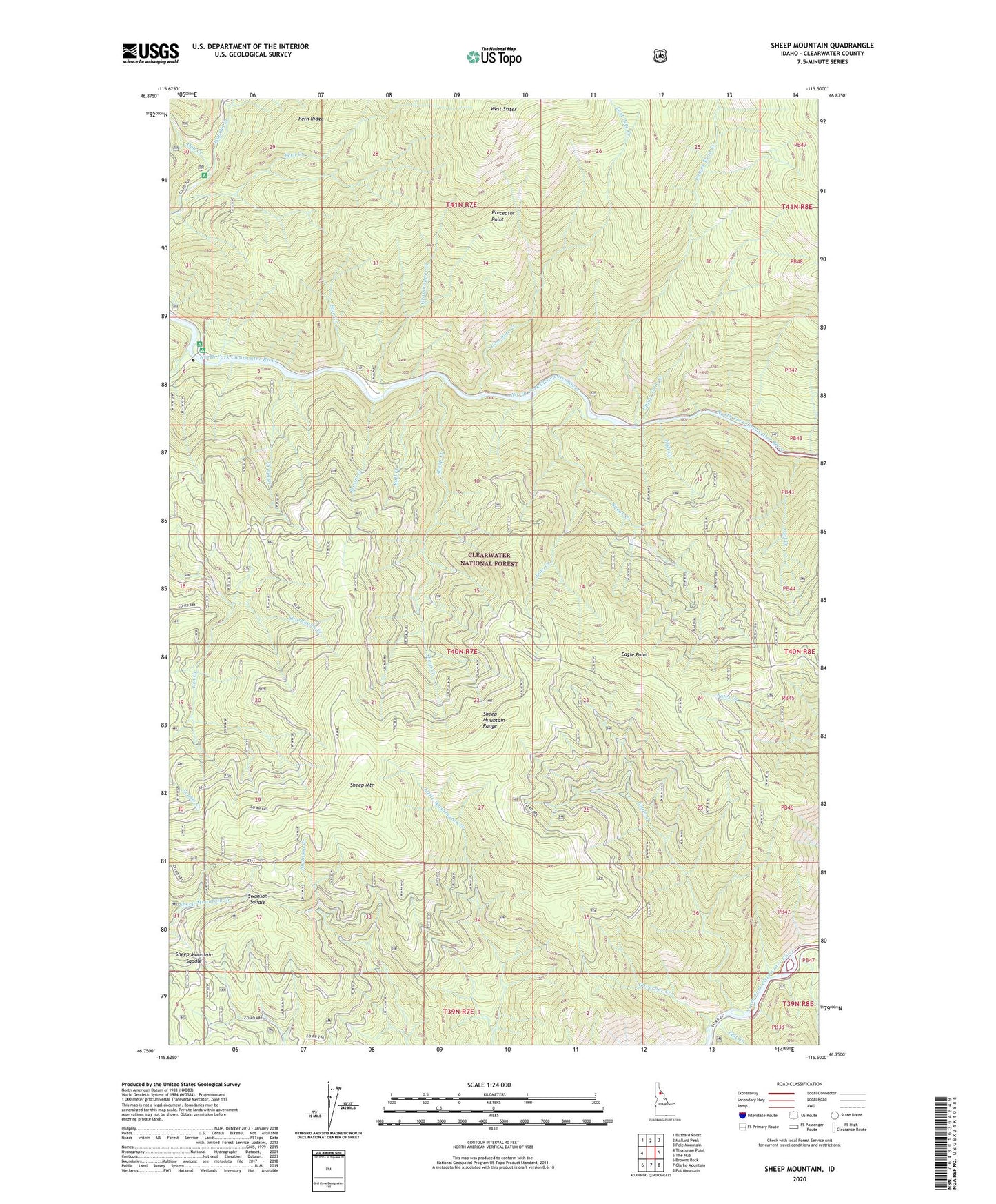 Sheep Mountain Idaho US Topo Map Image