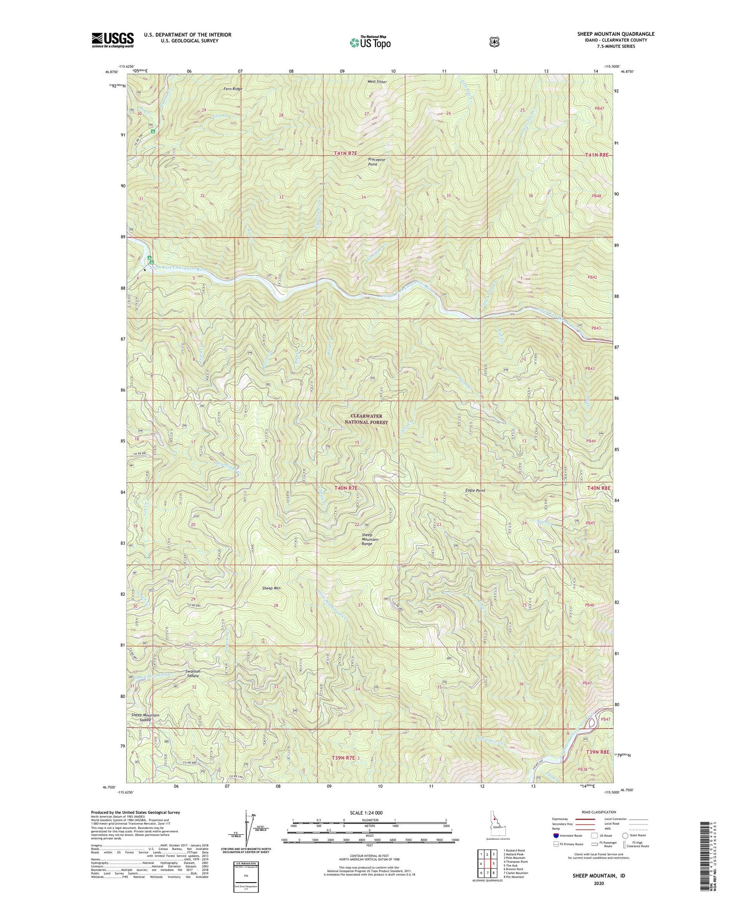 Sheep Mountain Idaho US Topo Map Image