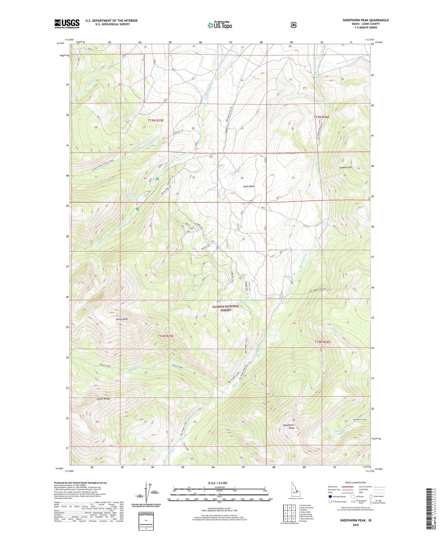 Sheephorn Peak Idaho US Topo Map Image