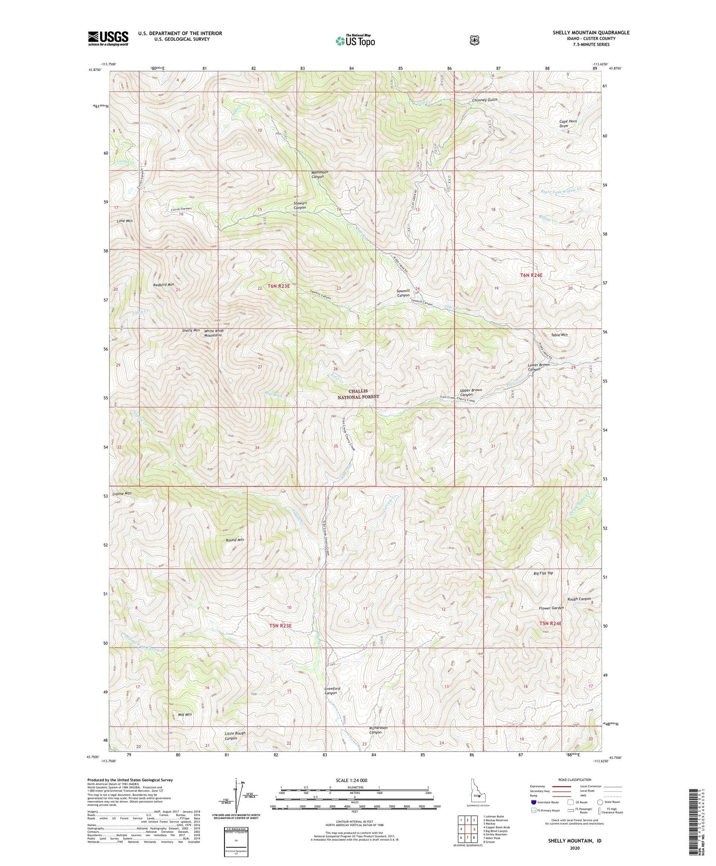 Shelly Mountain Idaho US Topo Map Image