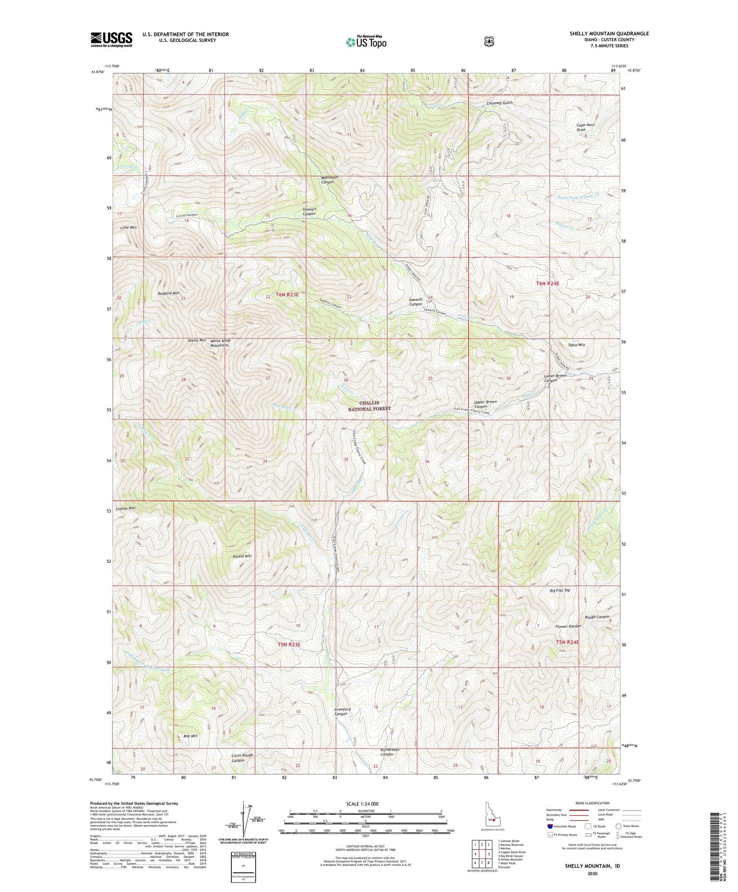 Shelly Mountain Idaho US Topo Map Image
