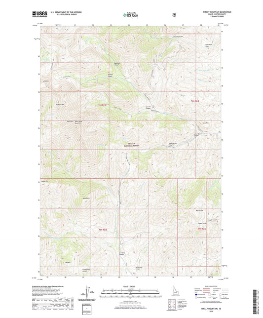 Shelly Mountain Idaho US Topo Map Image