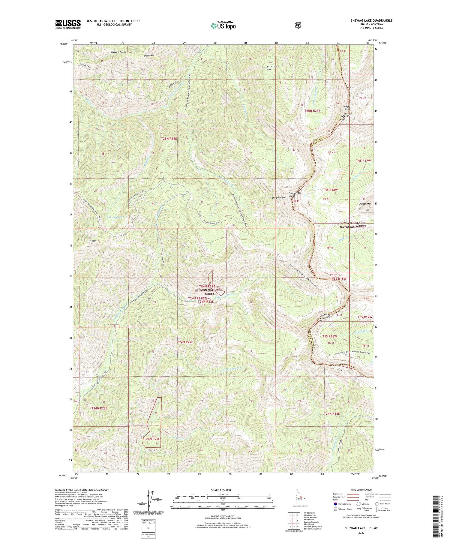 Shewag Lake Idaho US Topo Map Image