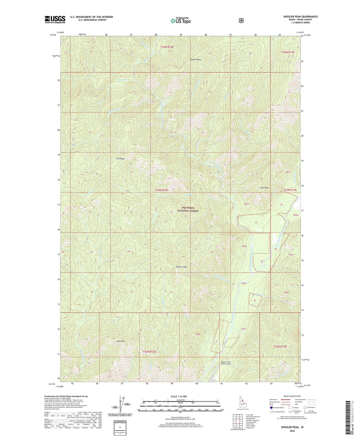 Shissler Peak Idaho US Topo Map Image