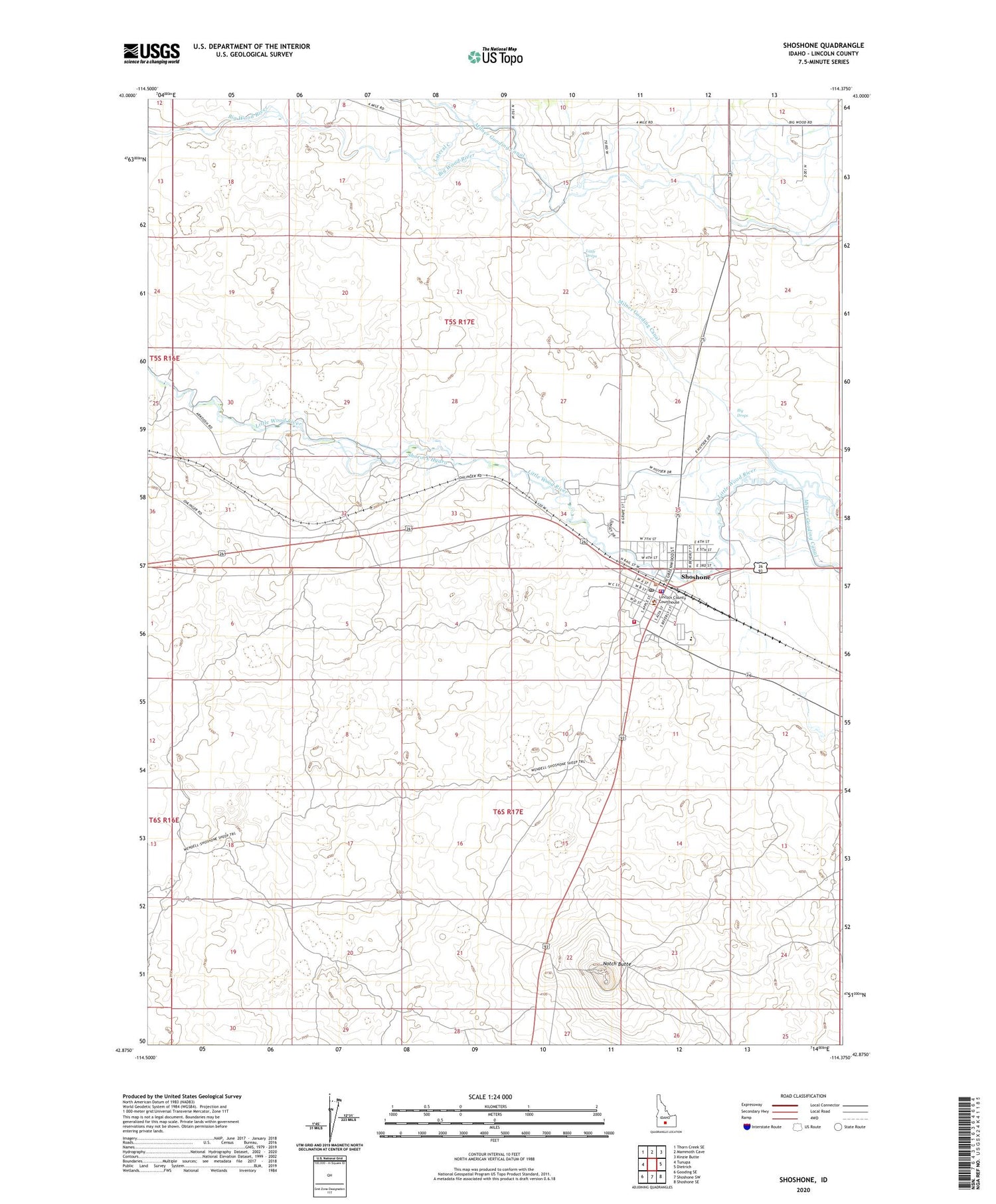 Shoshone Idaho US Topo Map Image