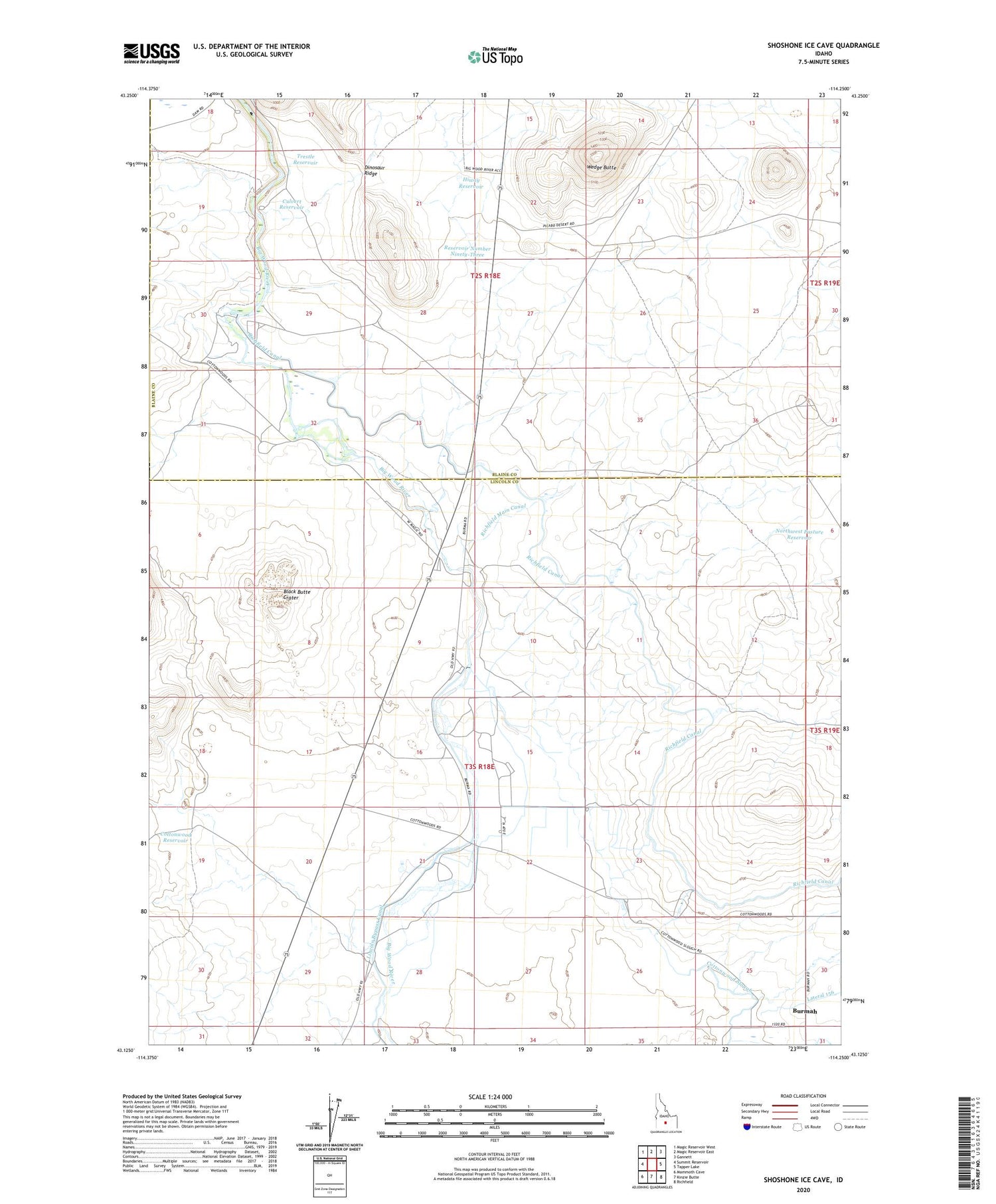 Shoshone Ice Cave Idaho US Topo Map Image