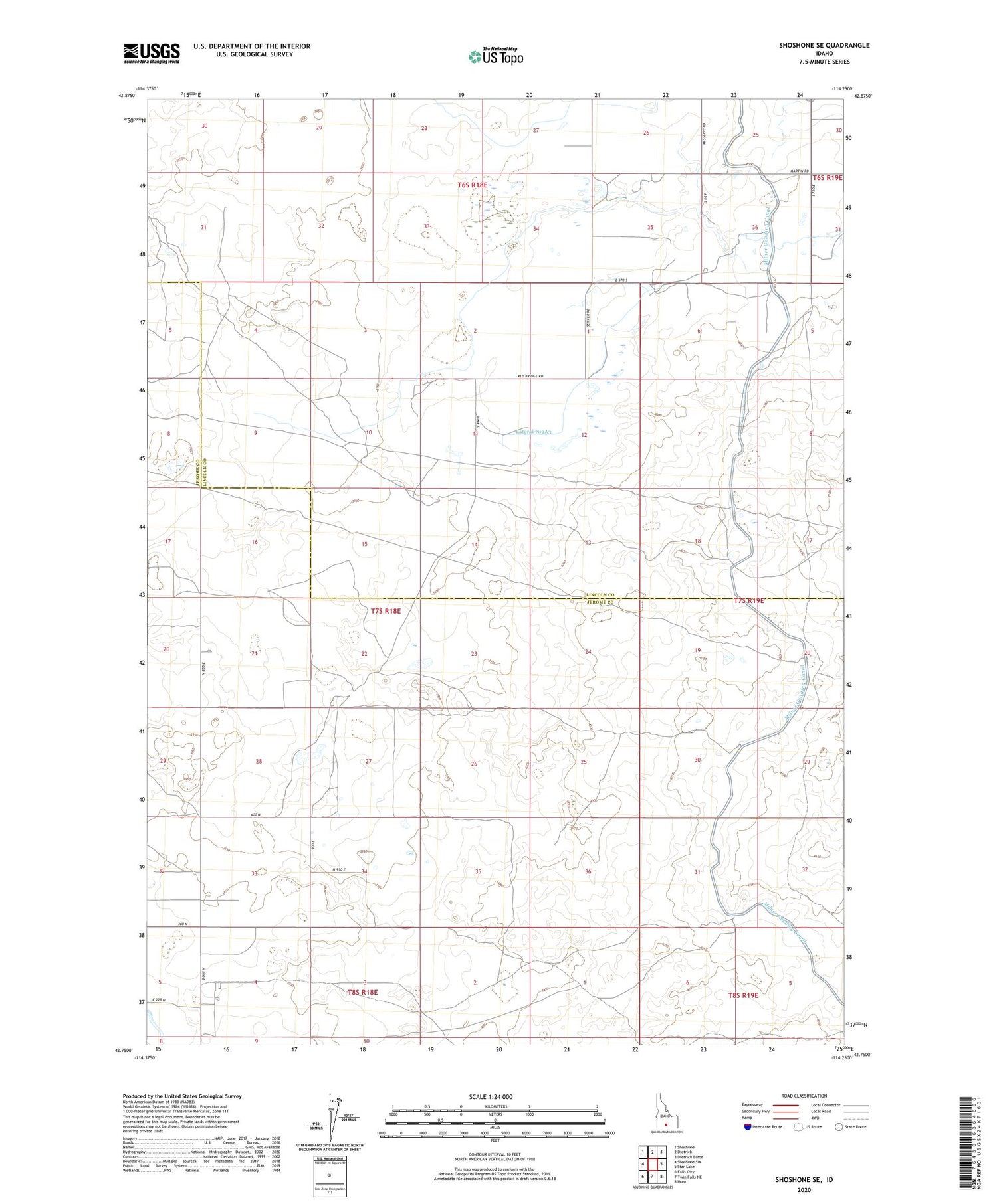Shoshone SE Idaho US Topo Map Image