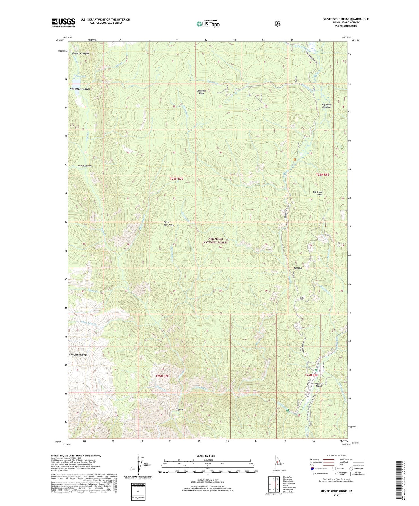 Silver Spur Ridge Idaho US Topo Map Image