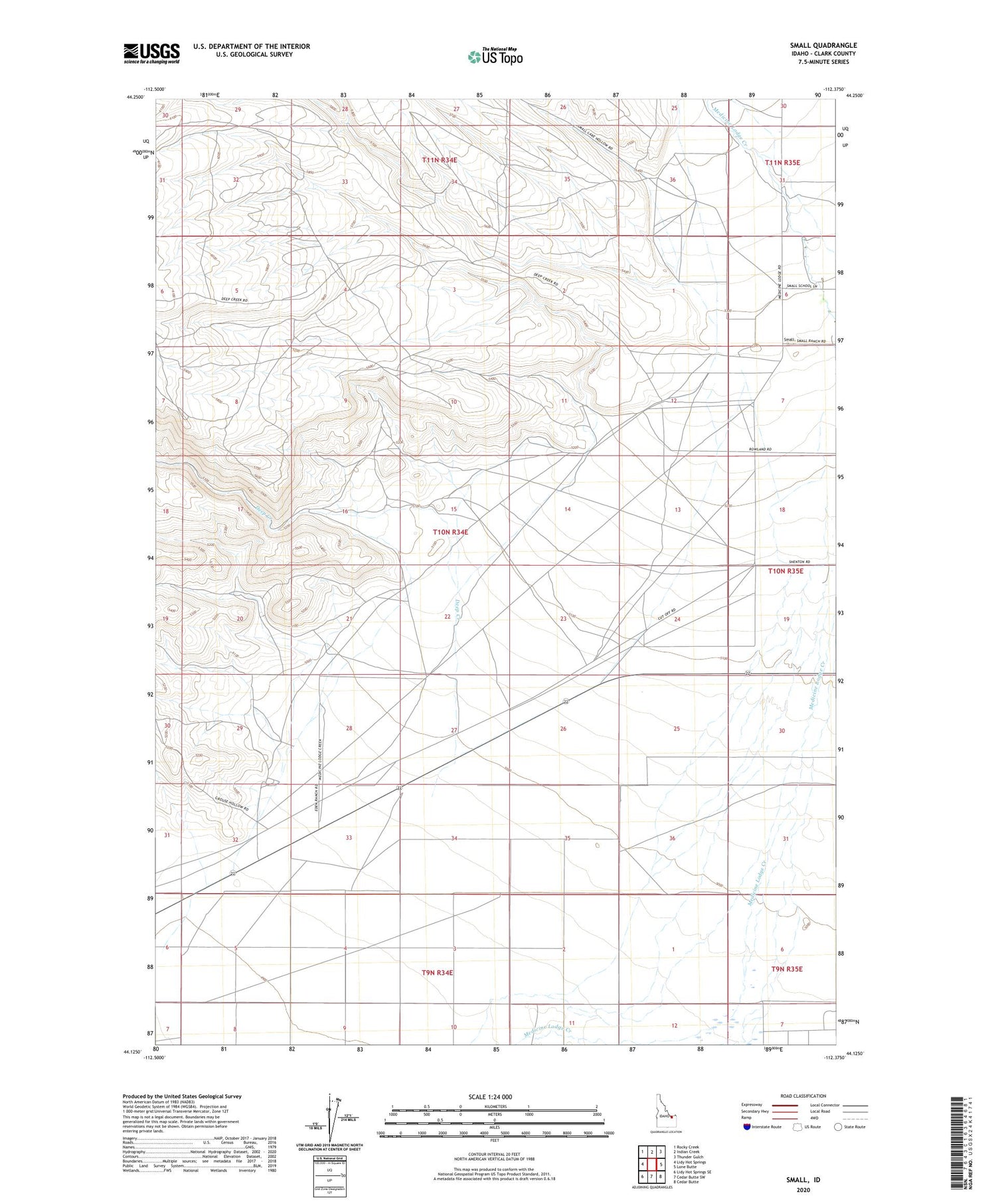 Small Idaho US Topo Map Image