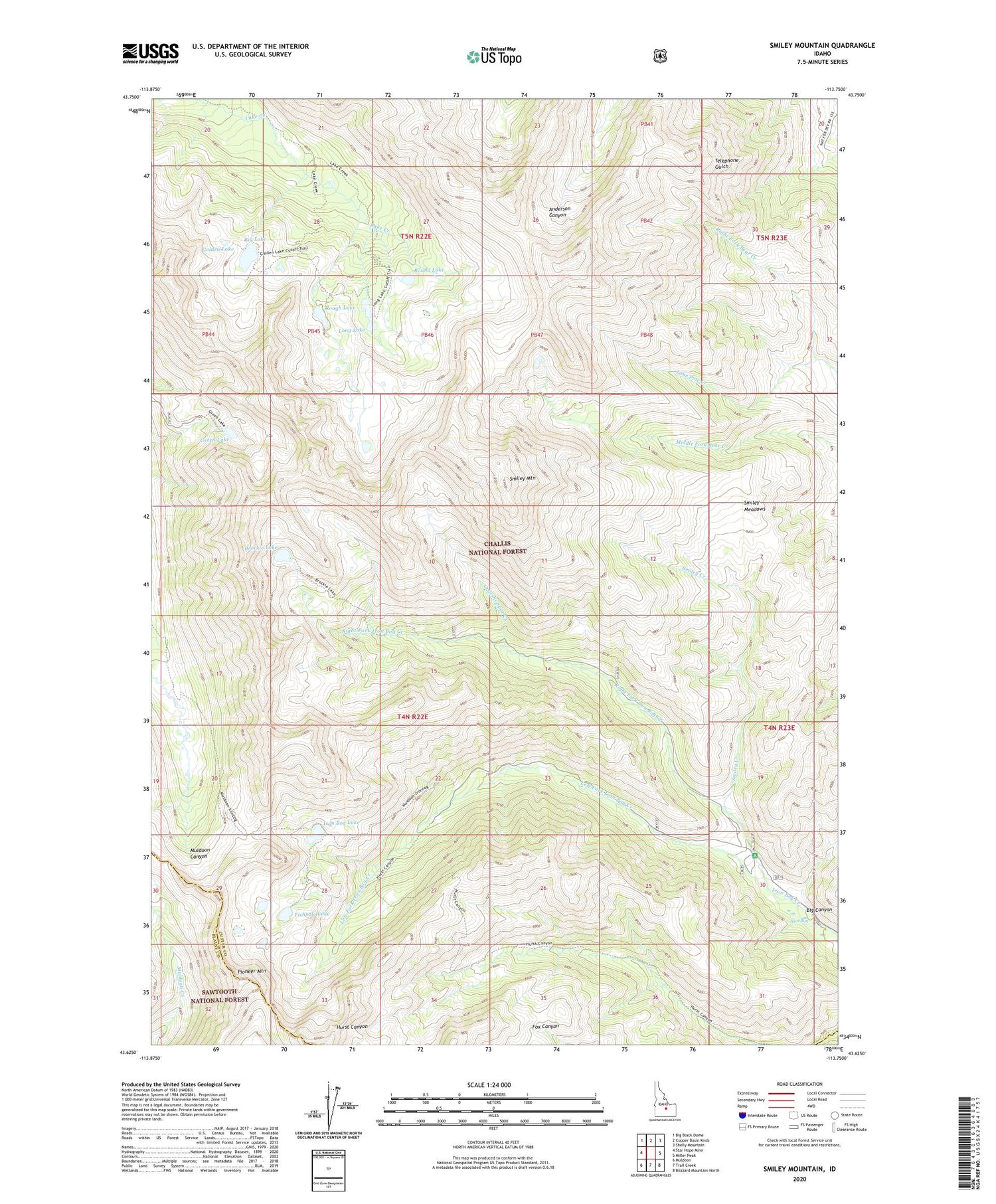 Smiley Mountain Idaho US Topo Map Image