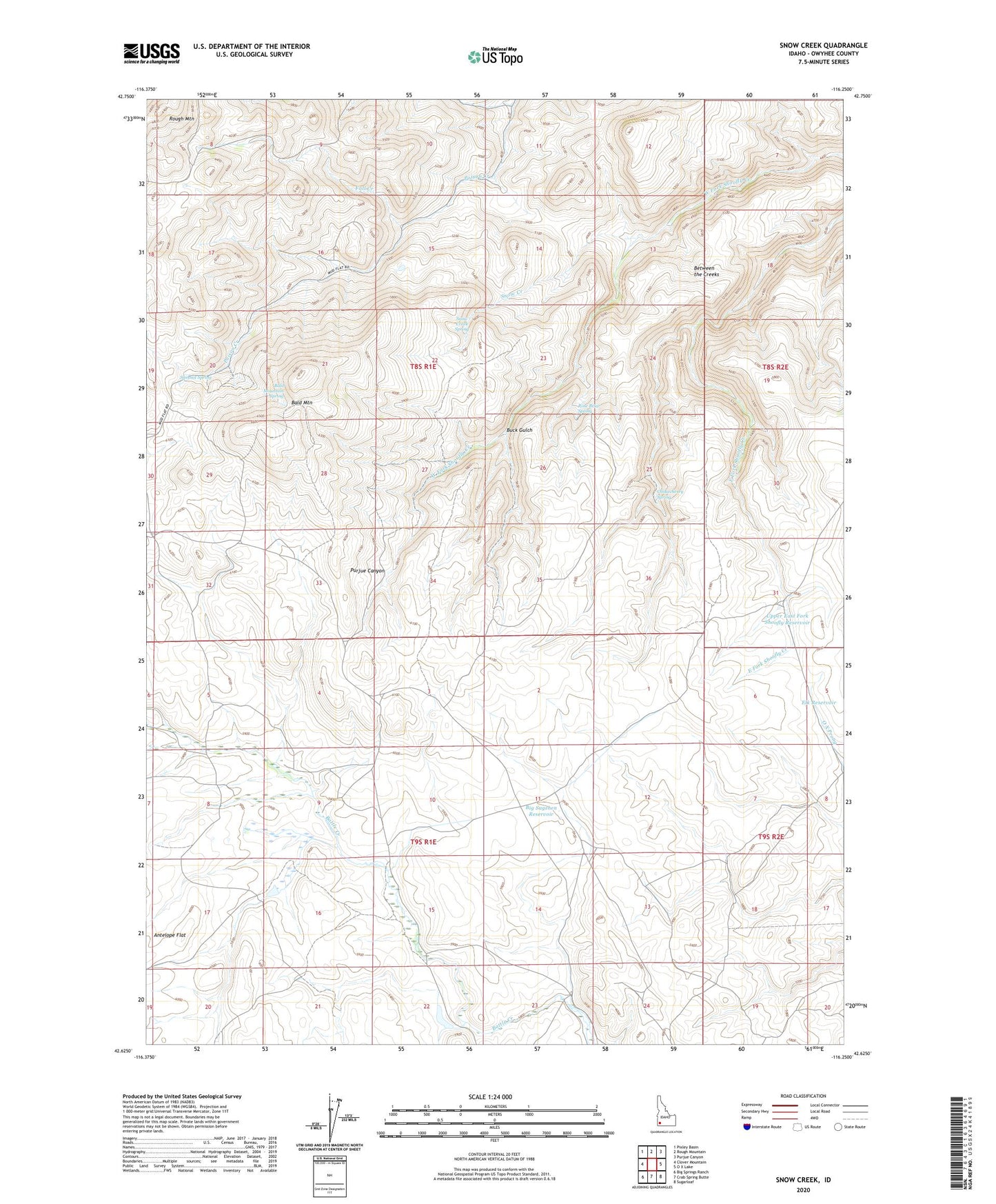 Snow Creek Idaho US Topo Map Image
