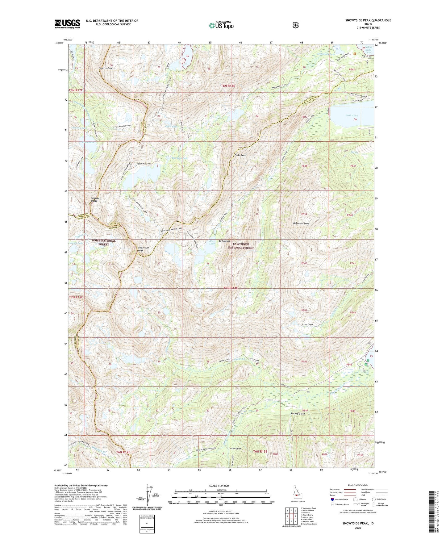 Snowyside Peak Idaho US Topo Map Image
